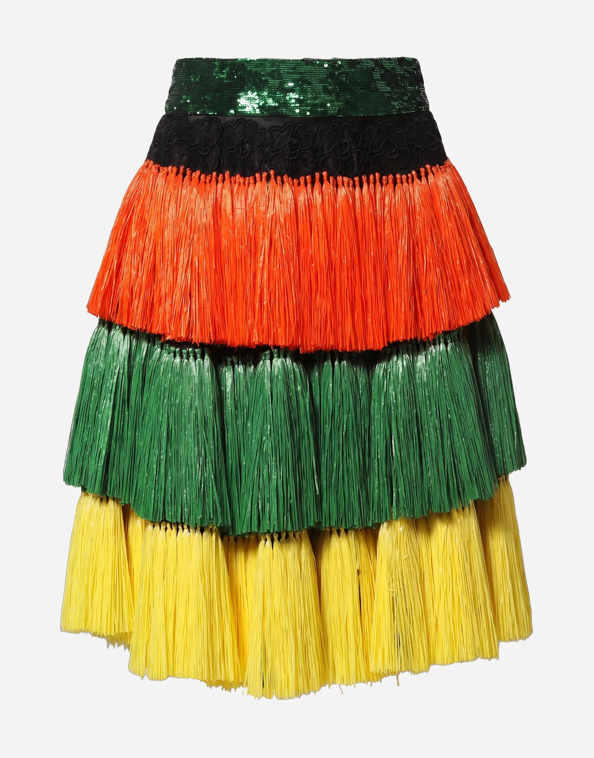 Dolce & Gabbana Dolce & Gabbana Sequin Fringe Tiered Midi Skirt