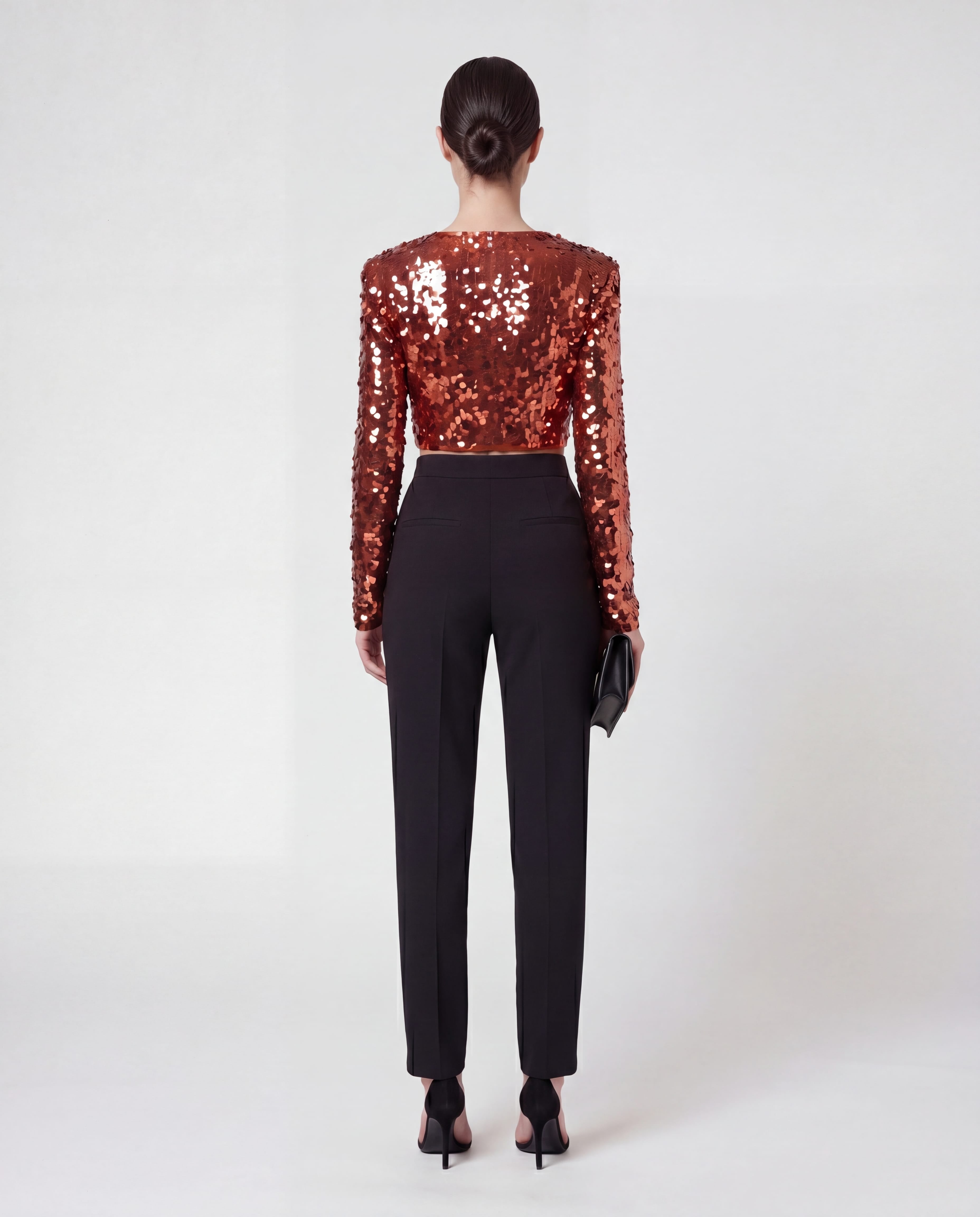 Dolce & Gabbana Dolce & Gabbana Sequin Long Sleeve Cropped Top