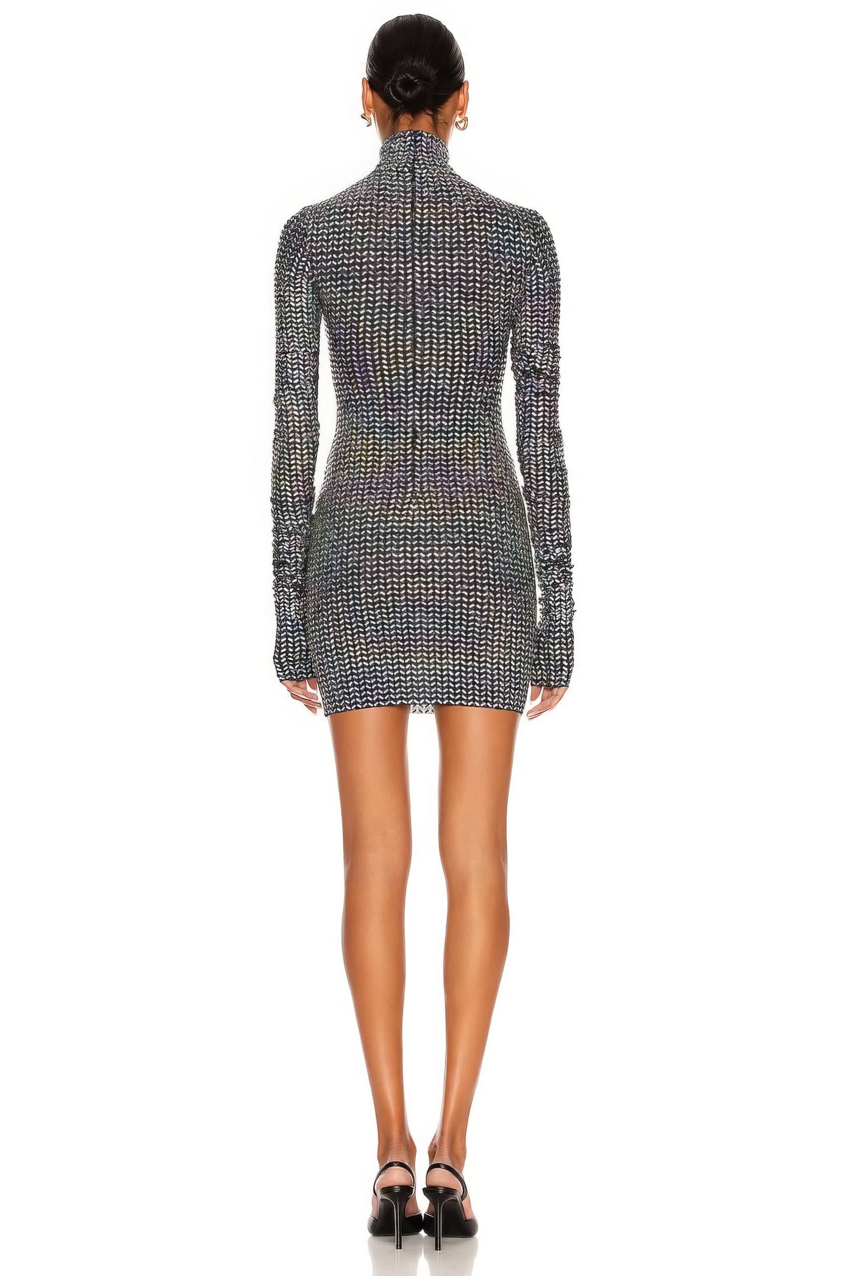 Dolce & Gabbana Sequin Long Sleeve Stretch Jersey Minidress