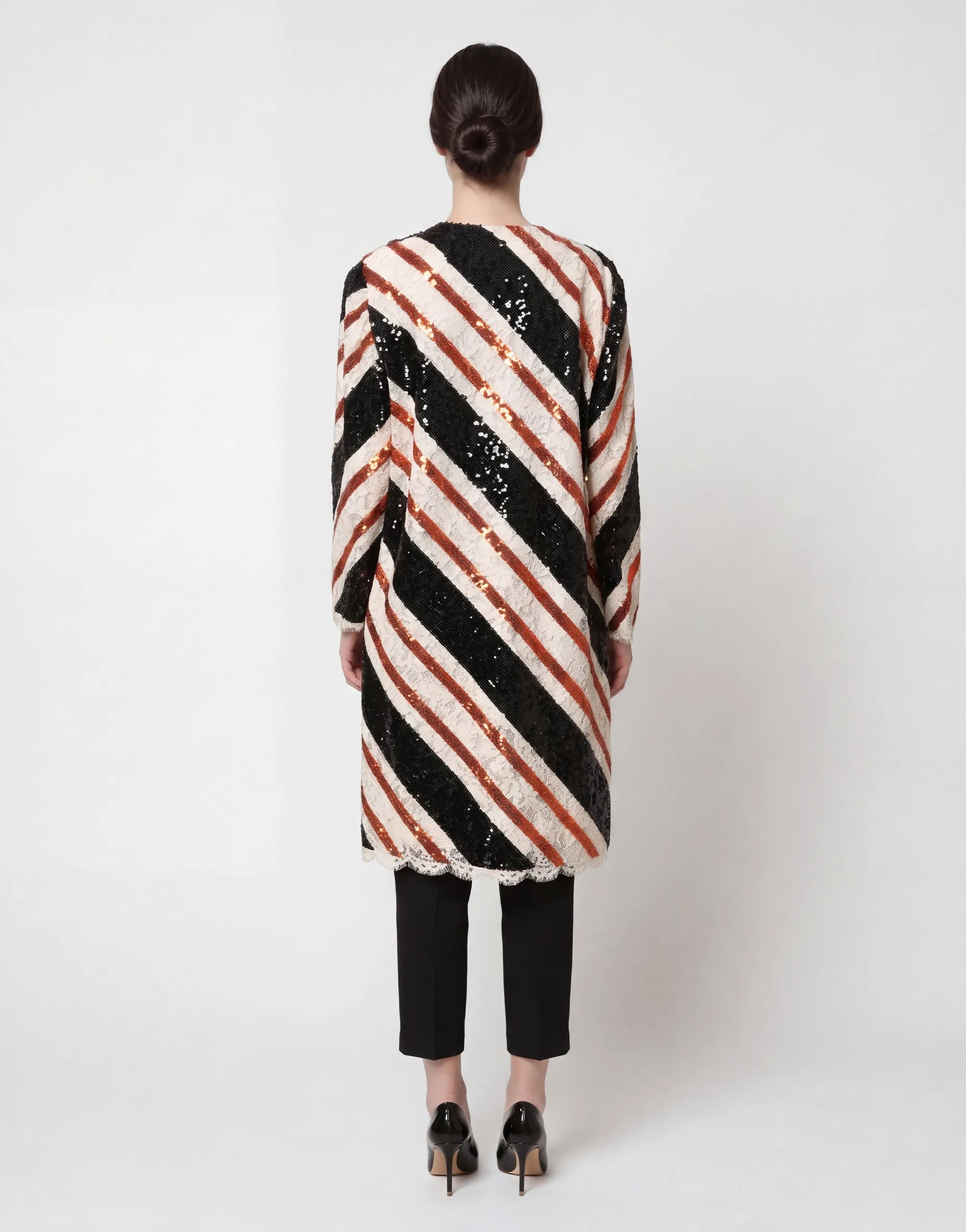 Dolce & Gabbana Dolce & Gabbana Sequin Stripe Lace Long Coat