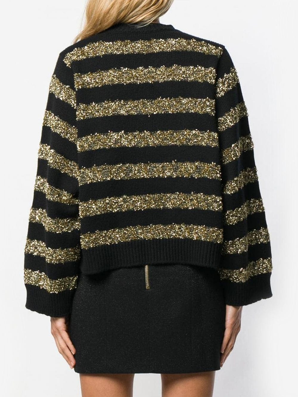 Sequined Striped Knit Sweater