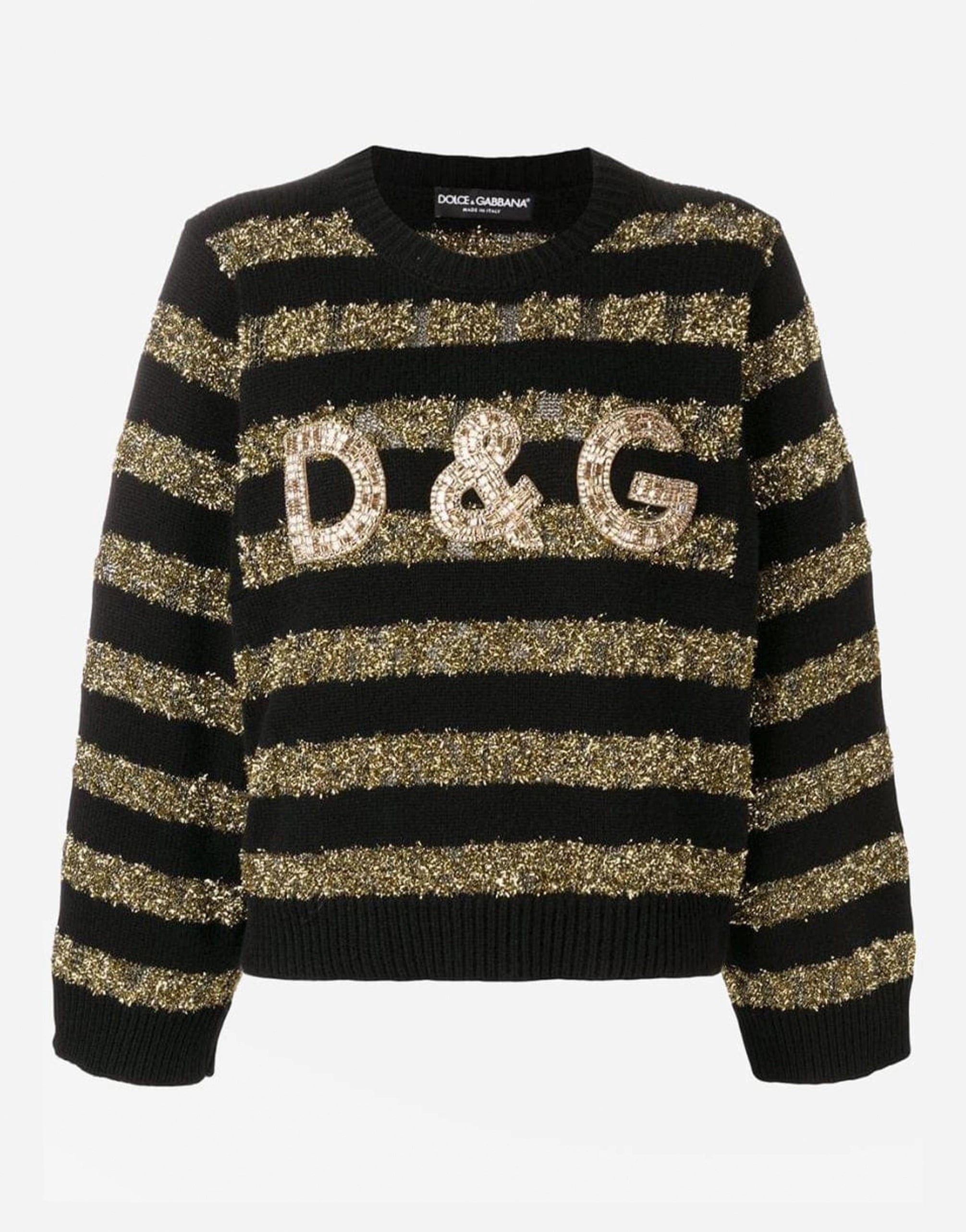 Dolce & Gabbana Sequined Striped Knit Sweater