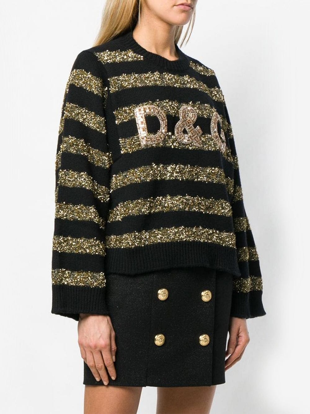 Dolce & Gabbana Sequined Striped Knit Sweater