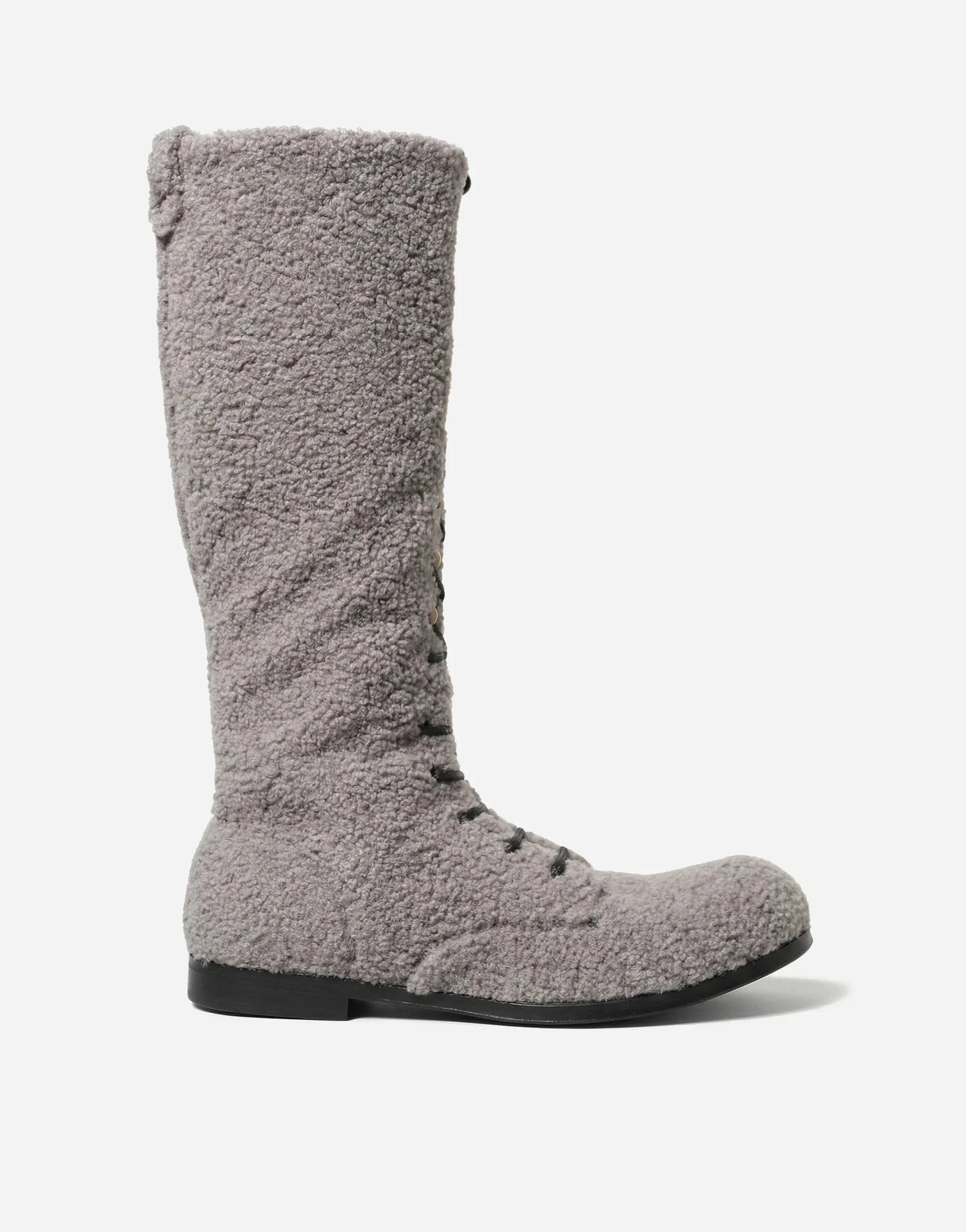 Dolce & Gabbana Shearling Lace-Up Knee-High Boots