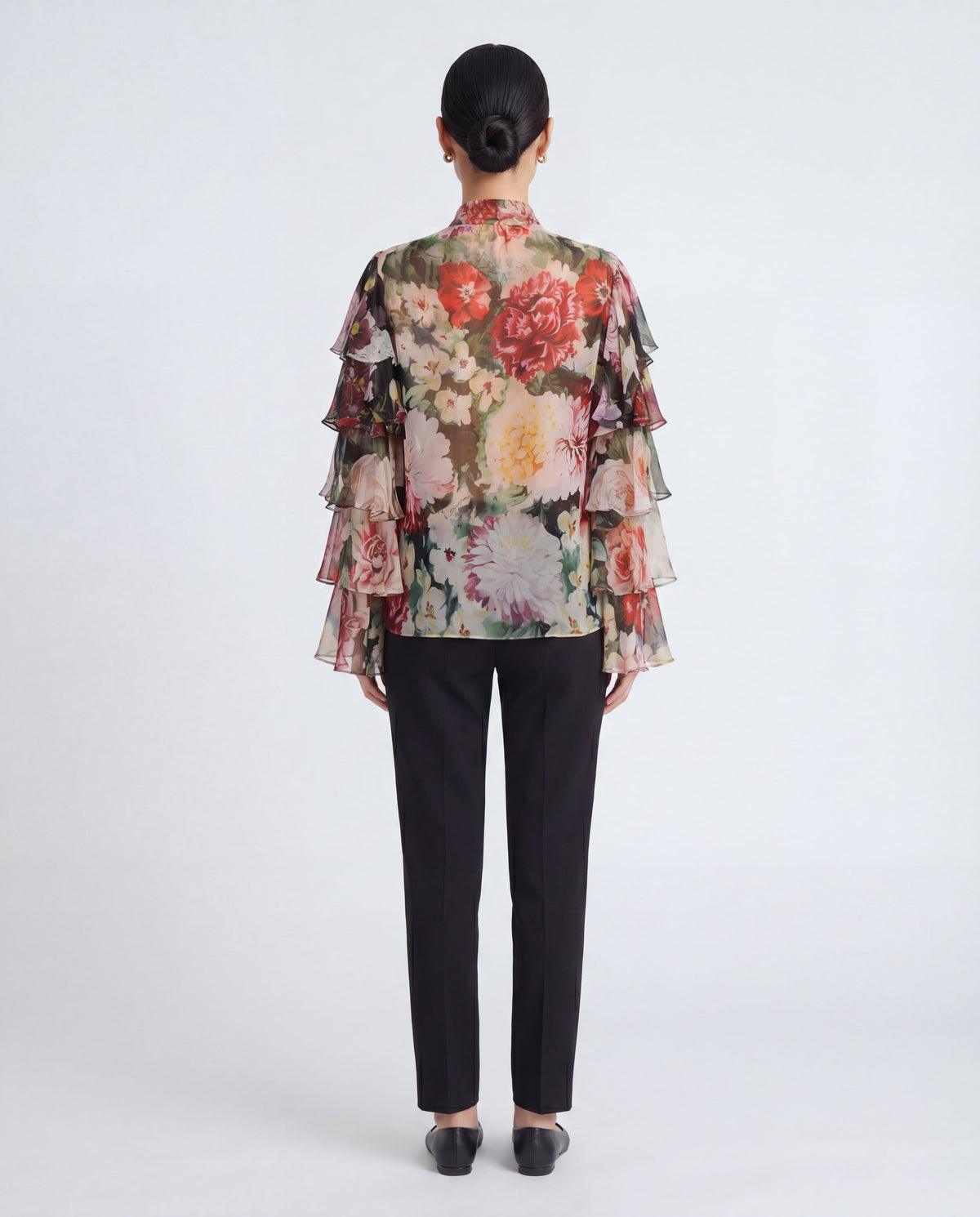 Dolce & Gabbana 透け感のある花柄ラッフルシルクブラウス | Sendegaro JP