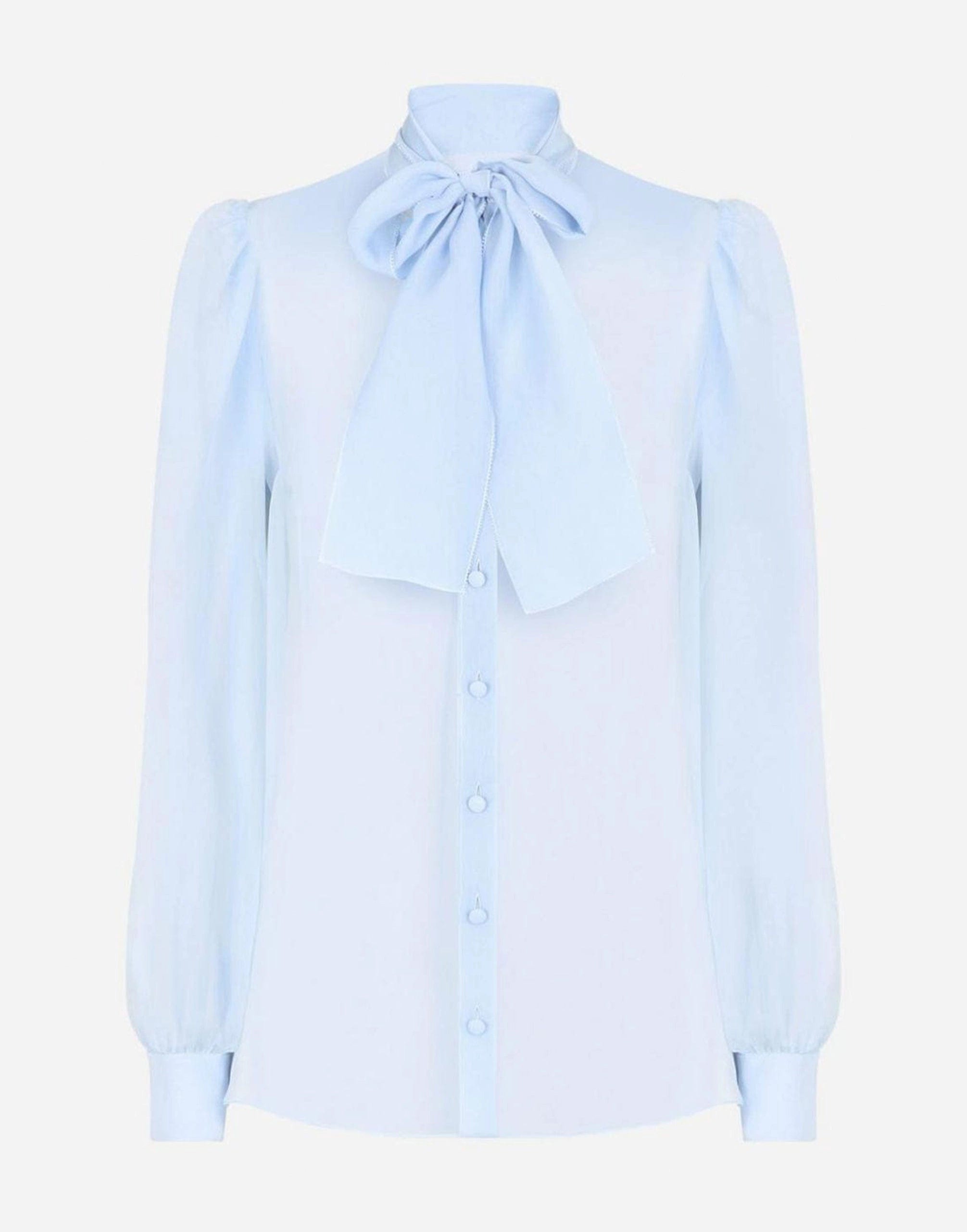 Dolce & Gabbana Sheer Silk Chiffon Shirt With Bow Collar