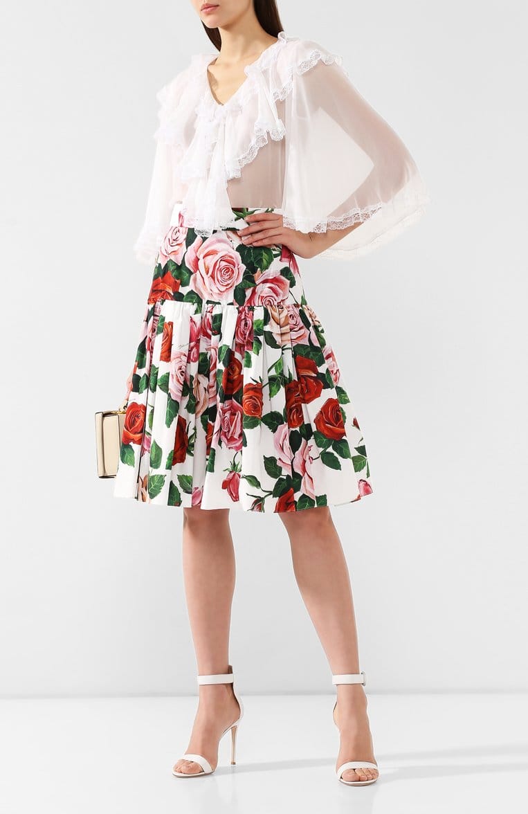 Dolce & Gabbana シアーシルクレースフリルブラウス | Sendegaro JP