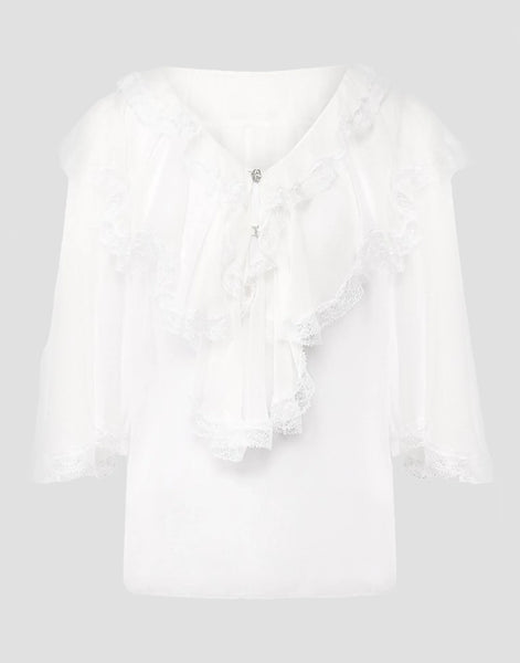 【人気】DOLCE&GABBANA シルク レース　シアーブラウス 46 dolce-gabbana-sheer-silk-lace-