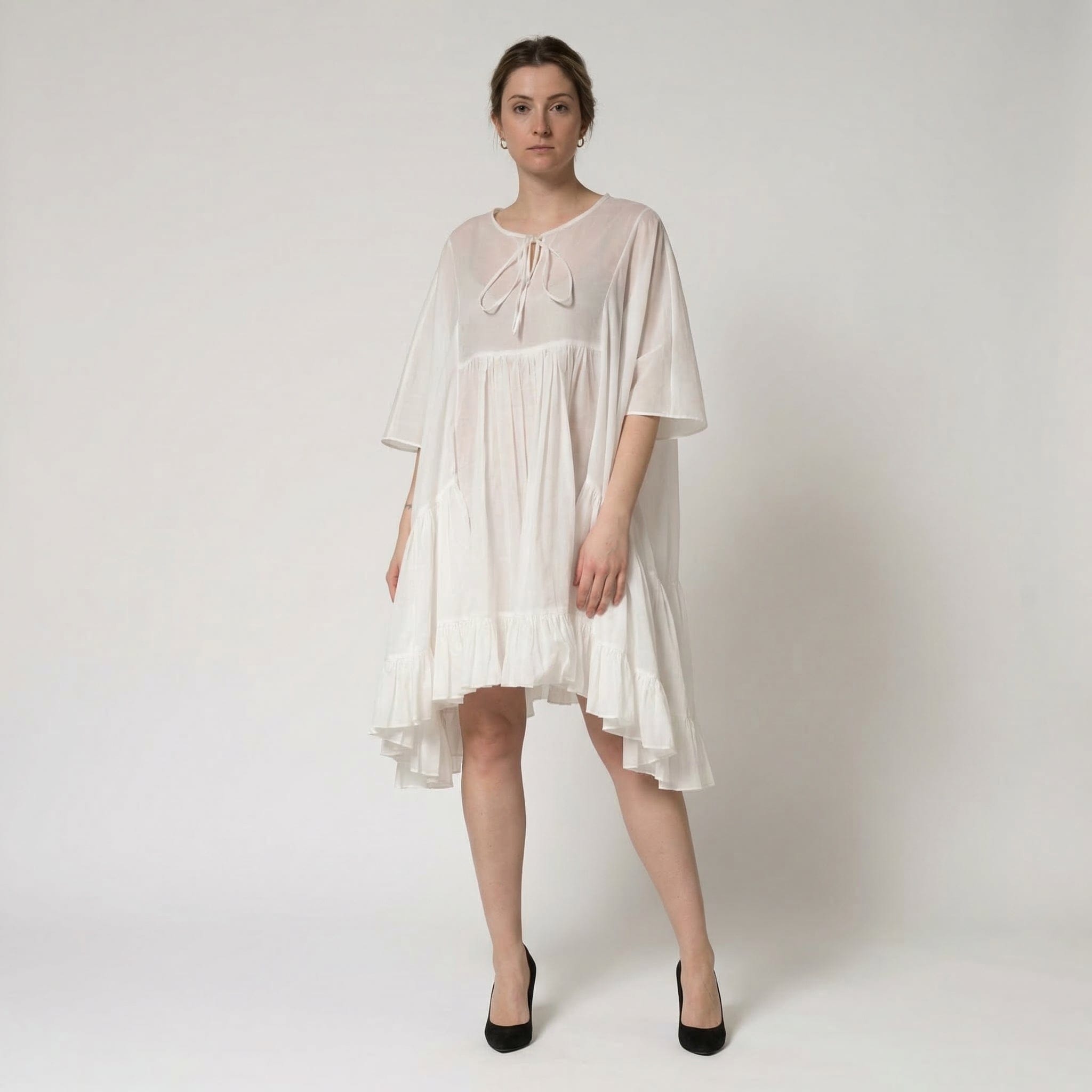 Sheer Silk Ruffle Dress - alternate view