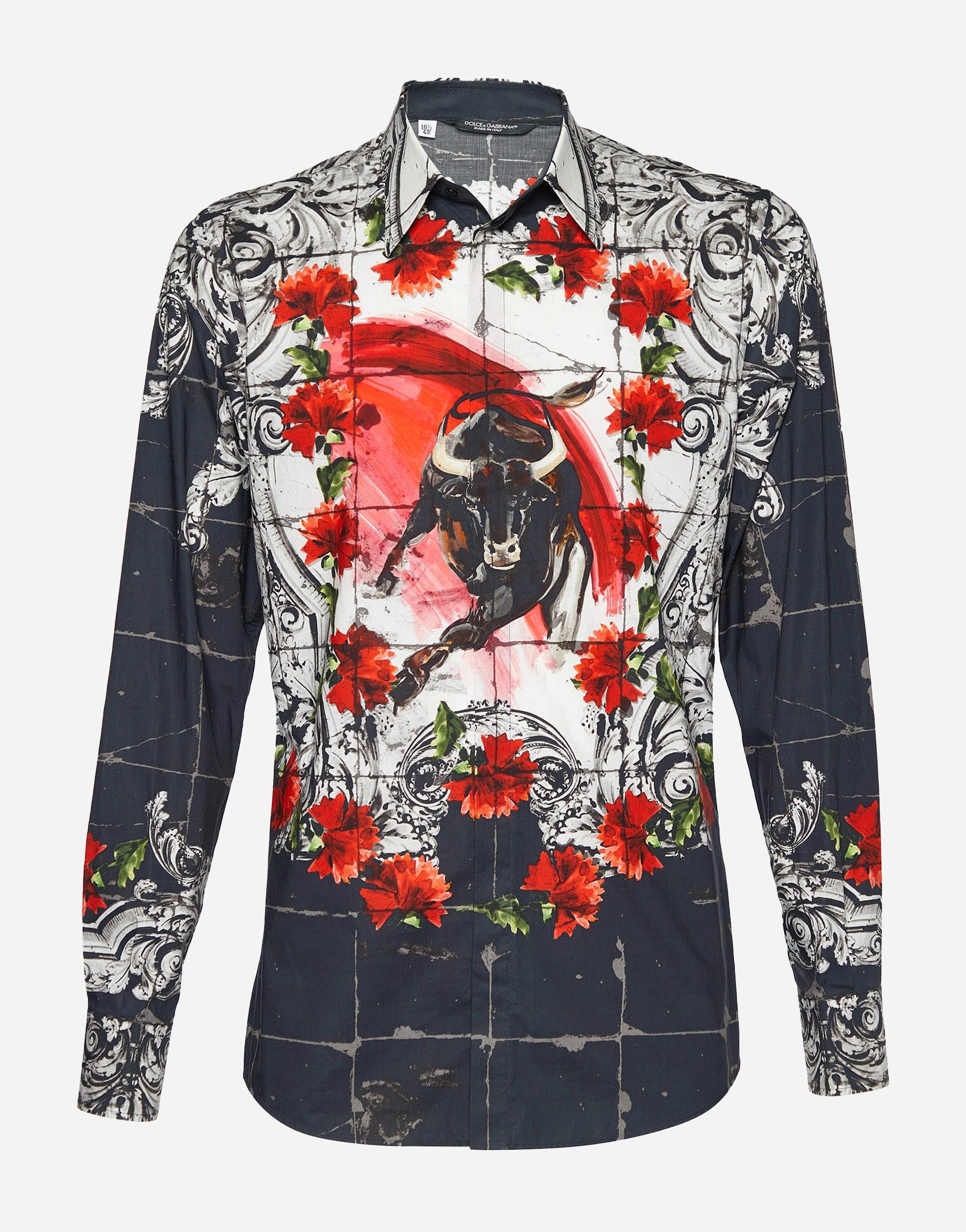 Dolce & Gabbana Shirt With Bull & Floral Print