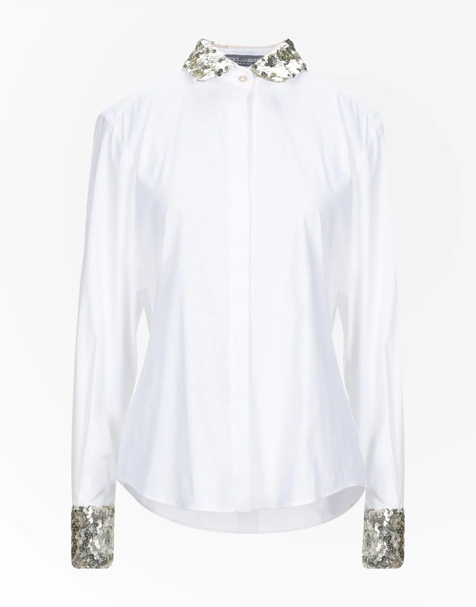 Dolce & Gabbana Shirt With Sequined Collar And Cuffs