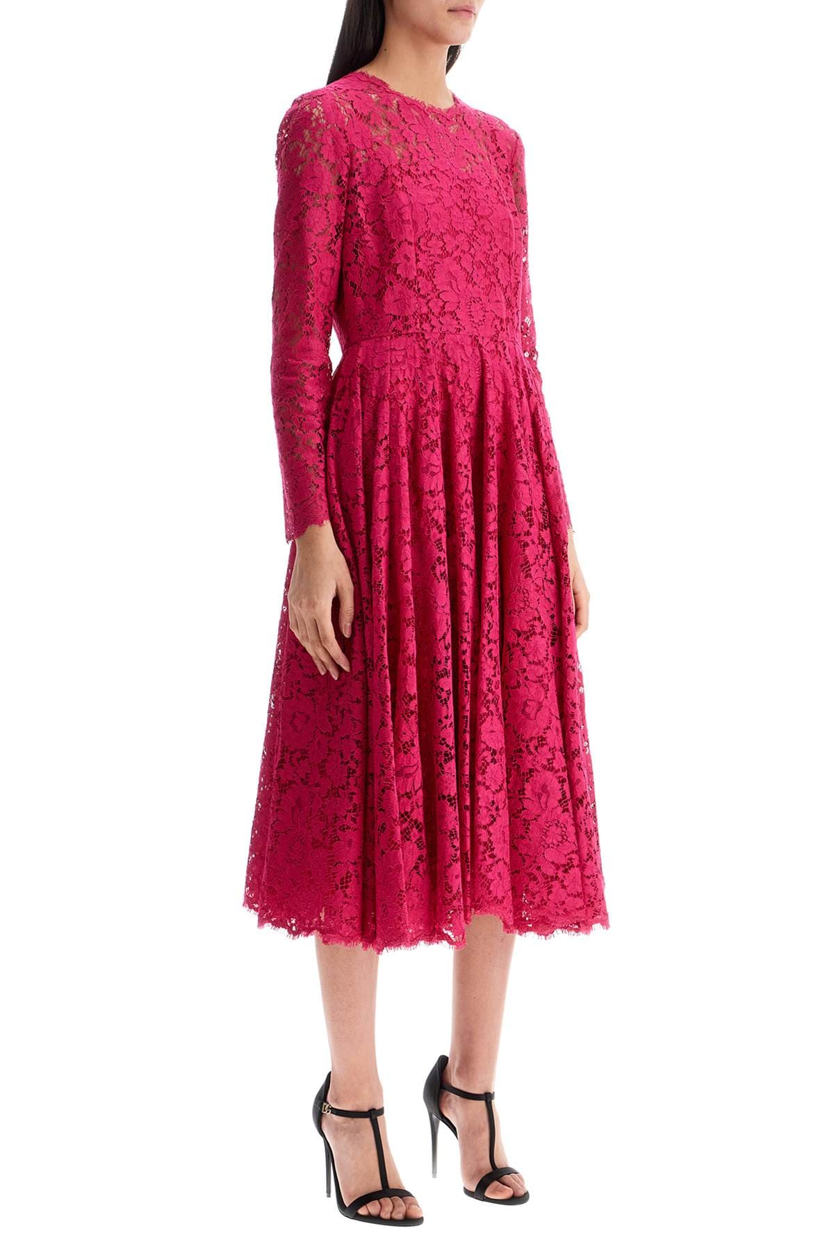 Dolce & Gabbana Dolce & Gabbana shocking pink floral lace midi dress