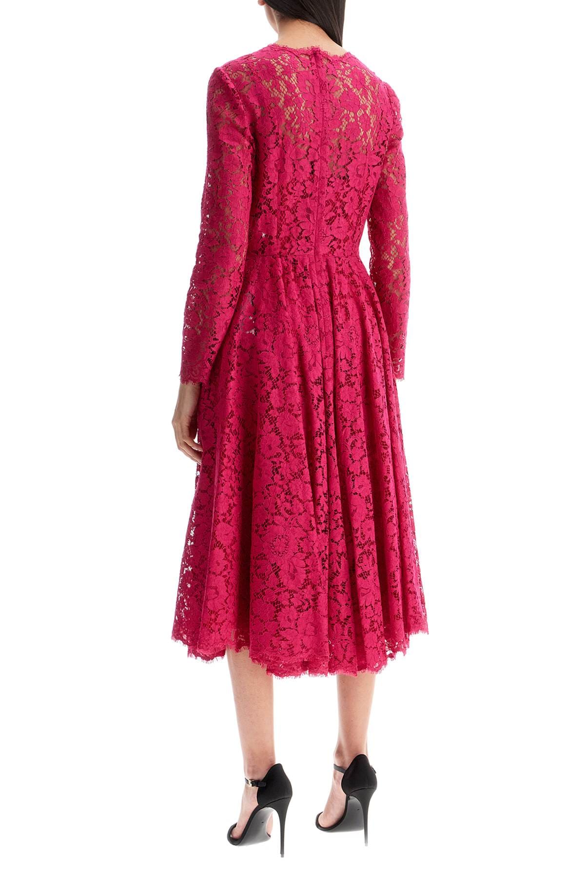 Dolce & Gabbana Dolce & Gabbana shocking pink floral lace midi dress