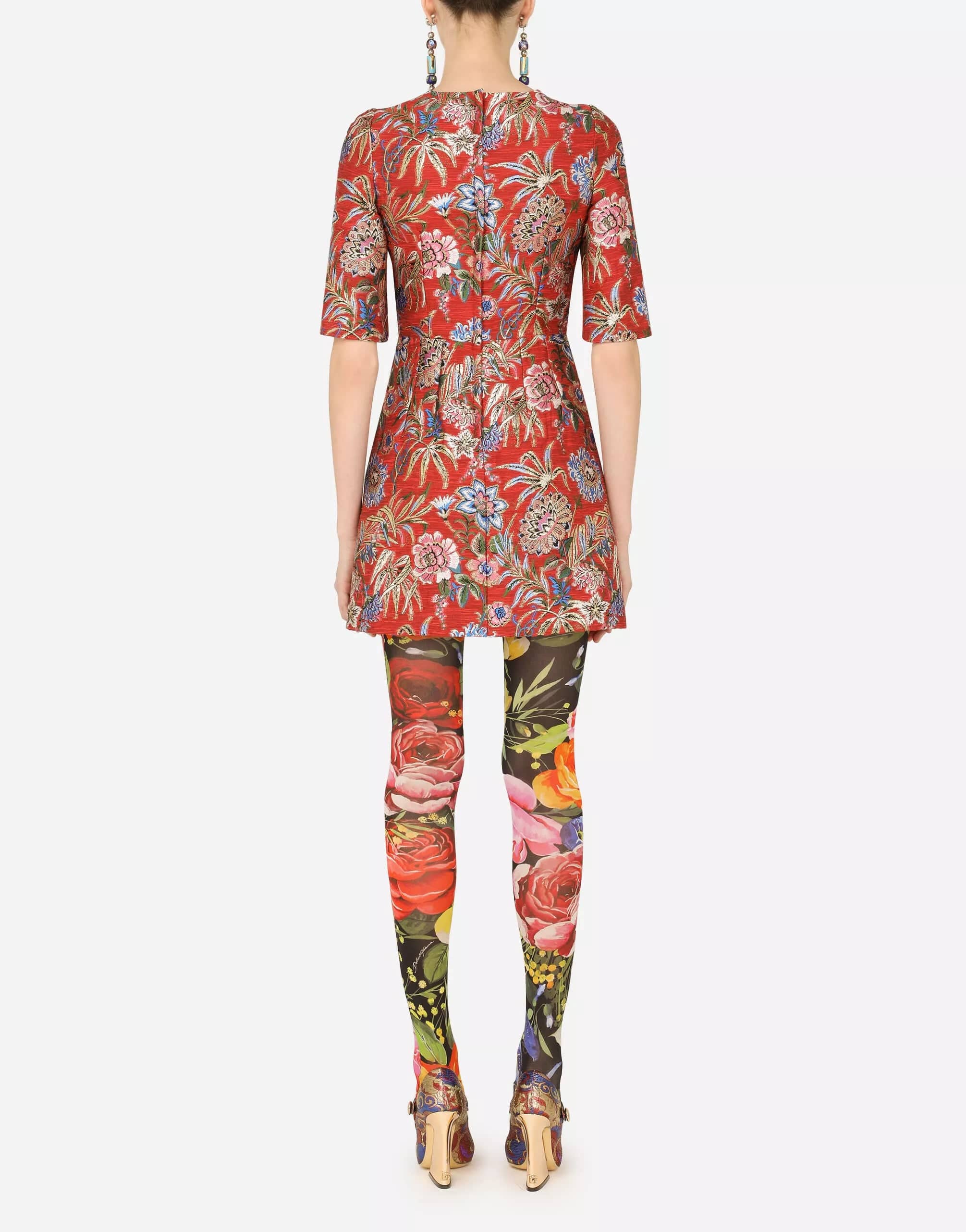 Dolce & Gabbana Short Floral Jacquard Dress