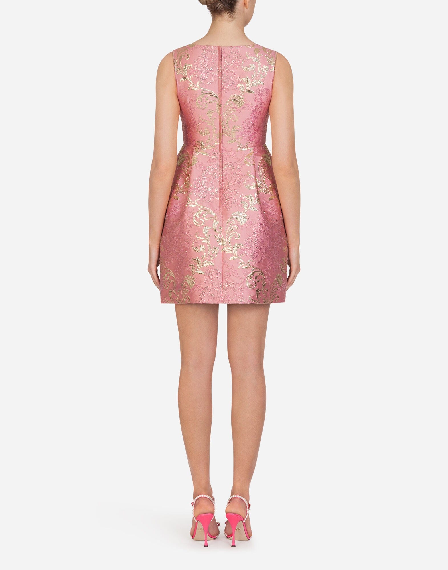 Dolce & Gabbana Short Floral Jacquard Lamé Dress