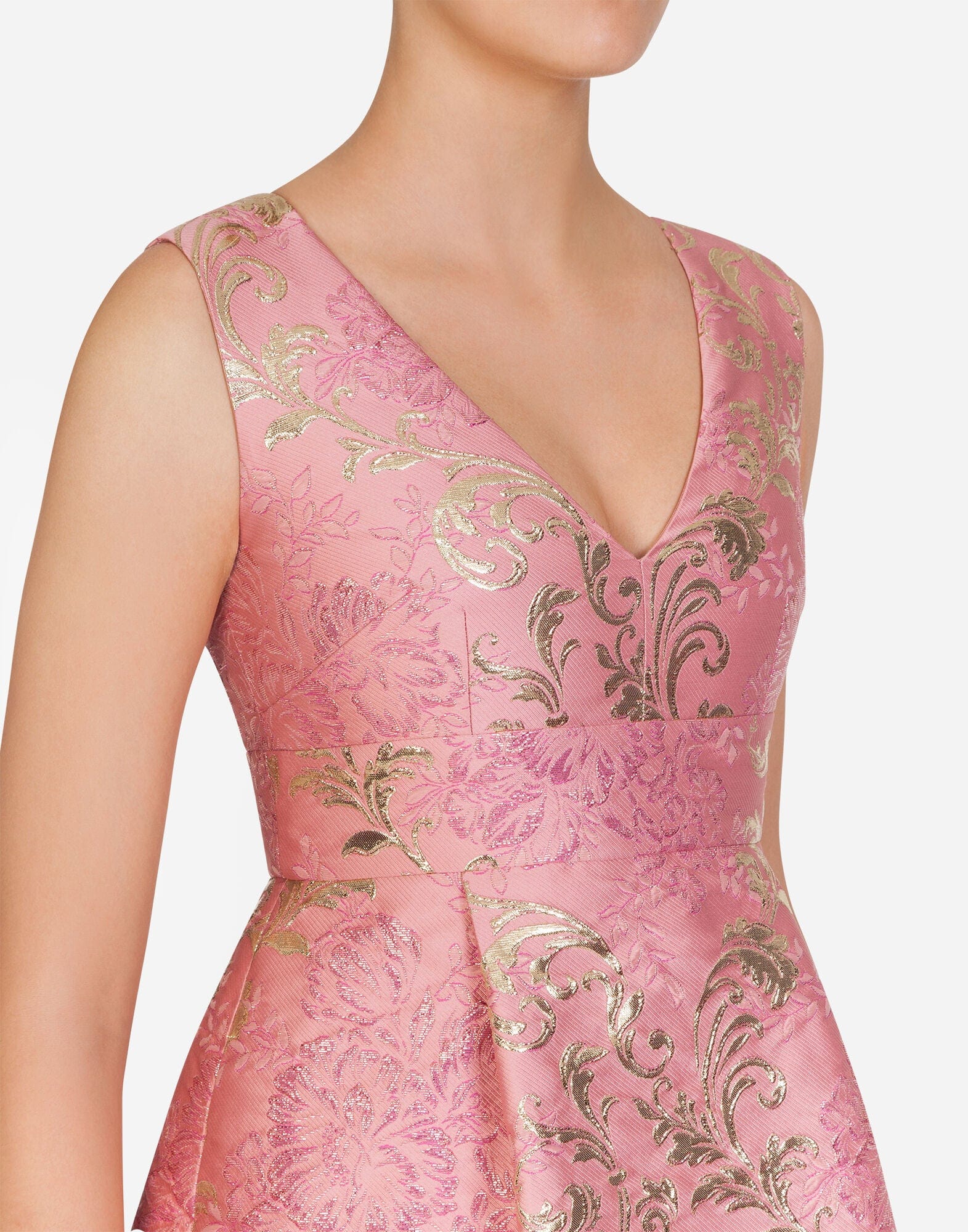 Dolce & Gabbana Short Floral Jacquard Lamé Dress