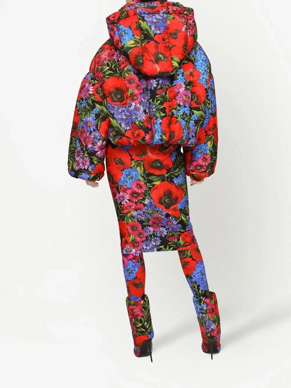 Dolce & Gabbana Short Floral-Print Down Jacket