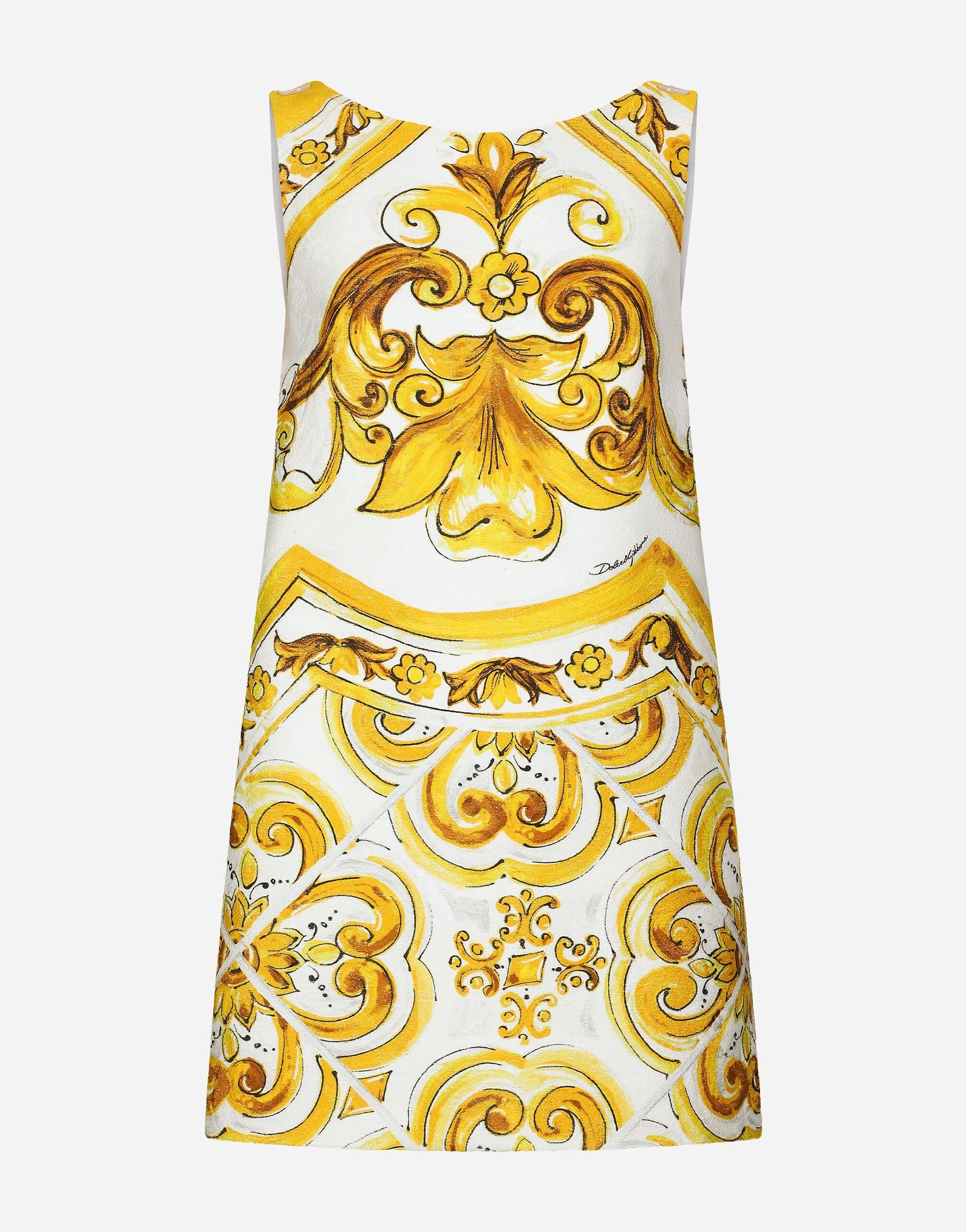 Dolce & Gabbana Short Majolica-Print Brocade Dress