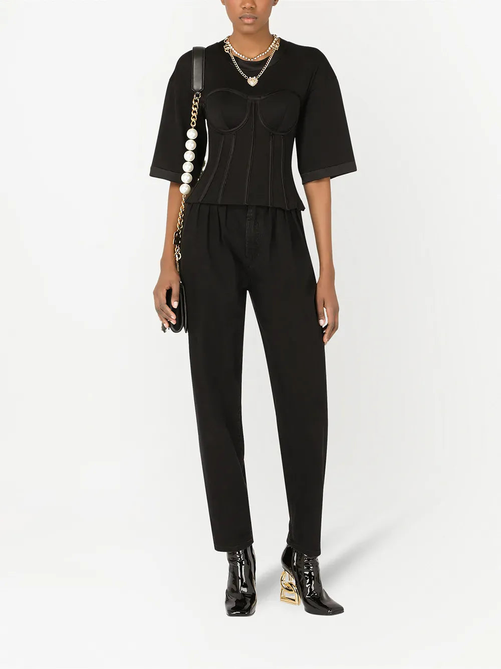 Dolce & Gabbana Short-Sleeve Bustier T-Shirt