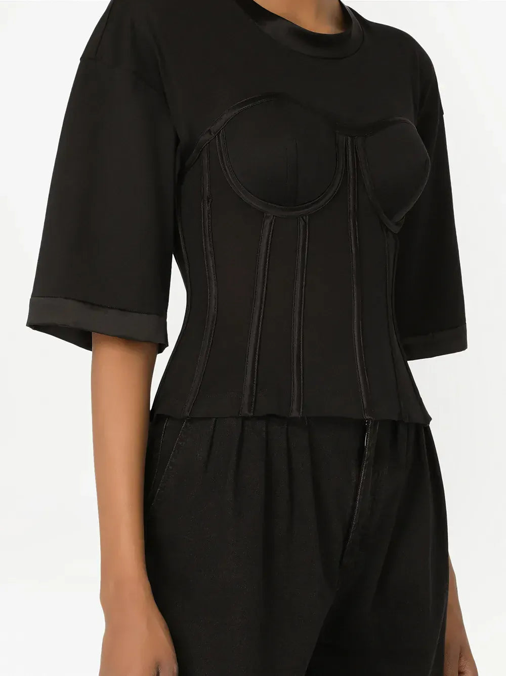 Dolce & Gabbana Short-Sleeve Bustier T-Shirt