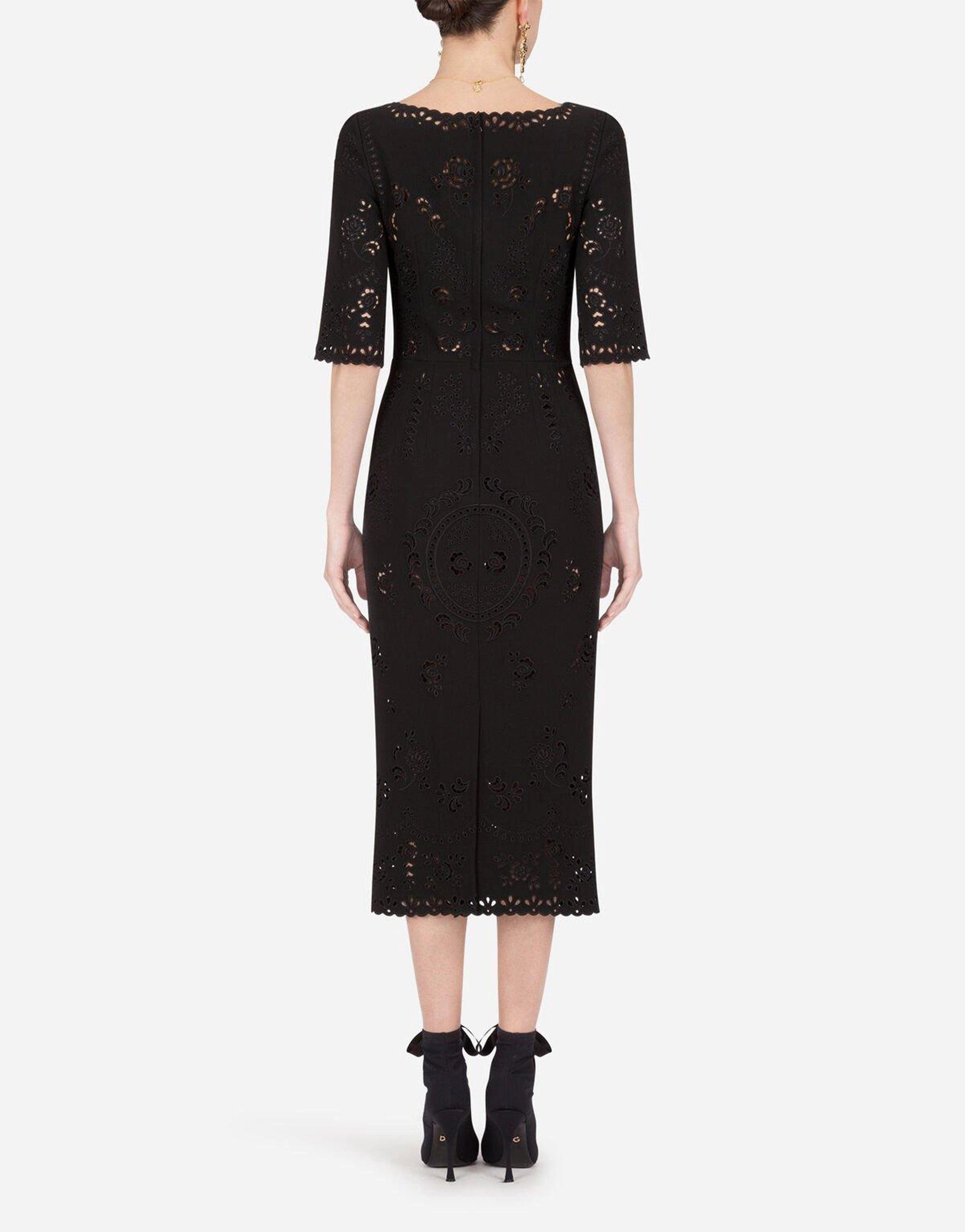 Dolce & Gabbana Short-sleeved Cady Midi Dress With Intaglio Detailing