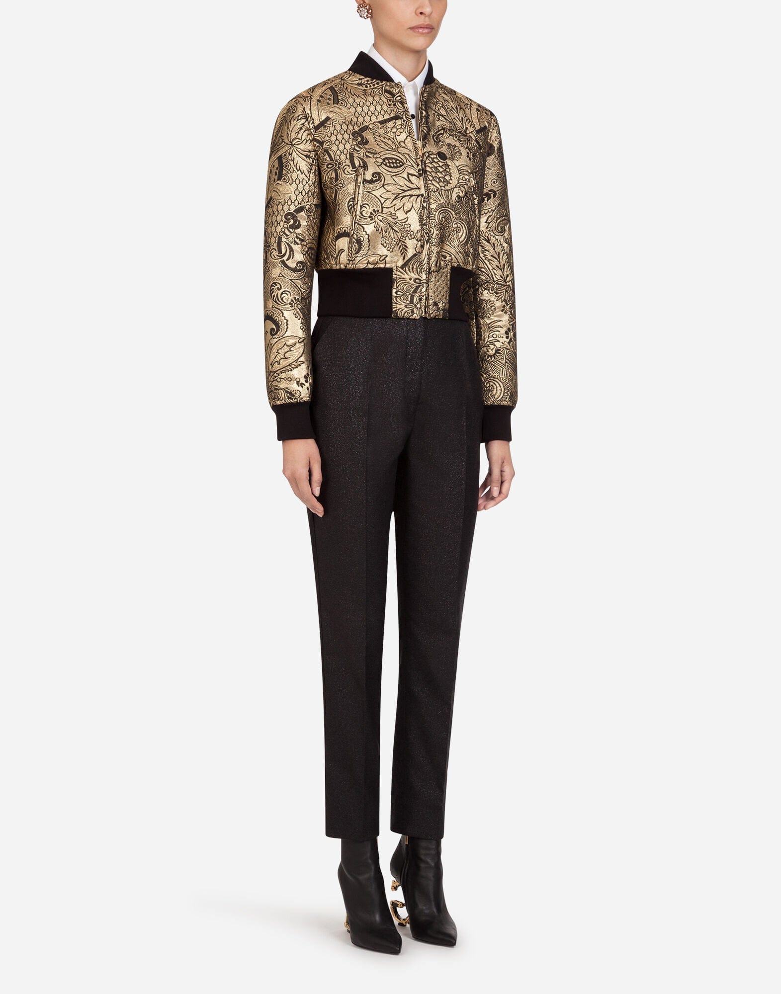 Dolce & Gabbana Short-Sleeved Poplin Tuxedo Shirt