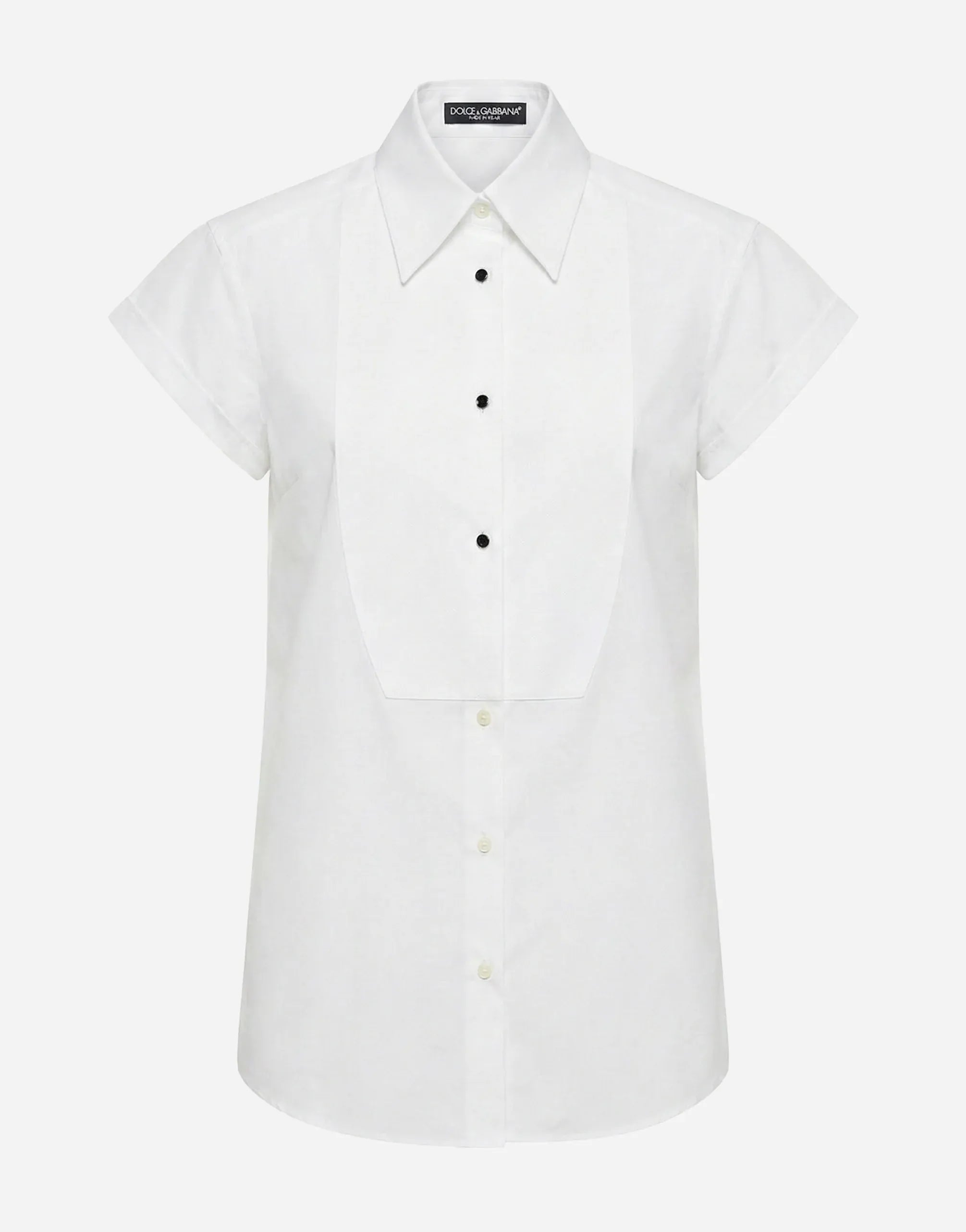 Dolce & Gabbana Short-Sleeved Poplin Tuxedo Shirt
