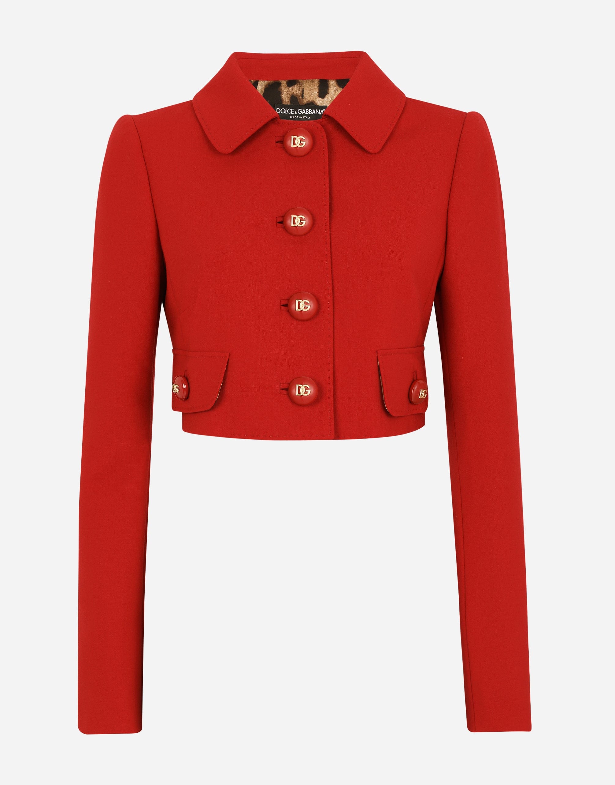 Short Wool Jacket With Branded Buttons