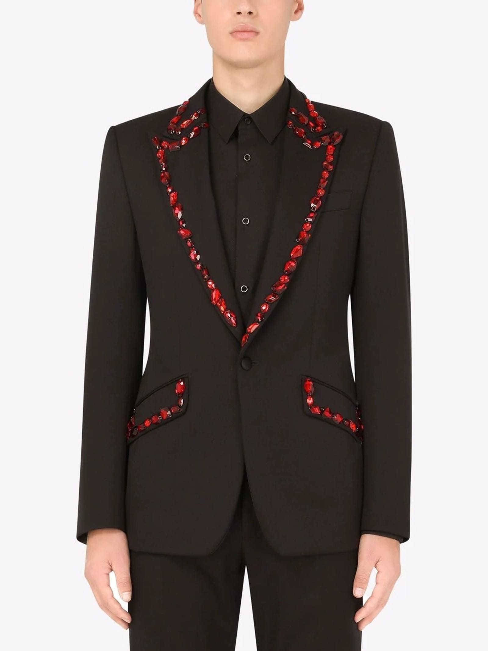Dolce & Gabbana Sicilia-fit Rhinestone Embellished Wool Blazer - alternate view