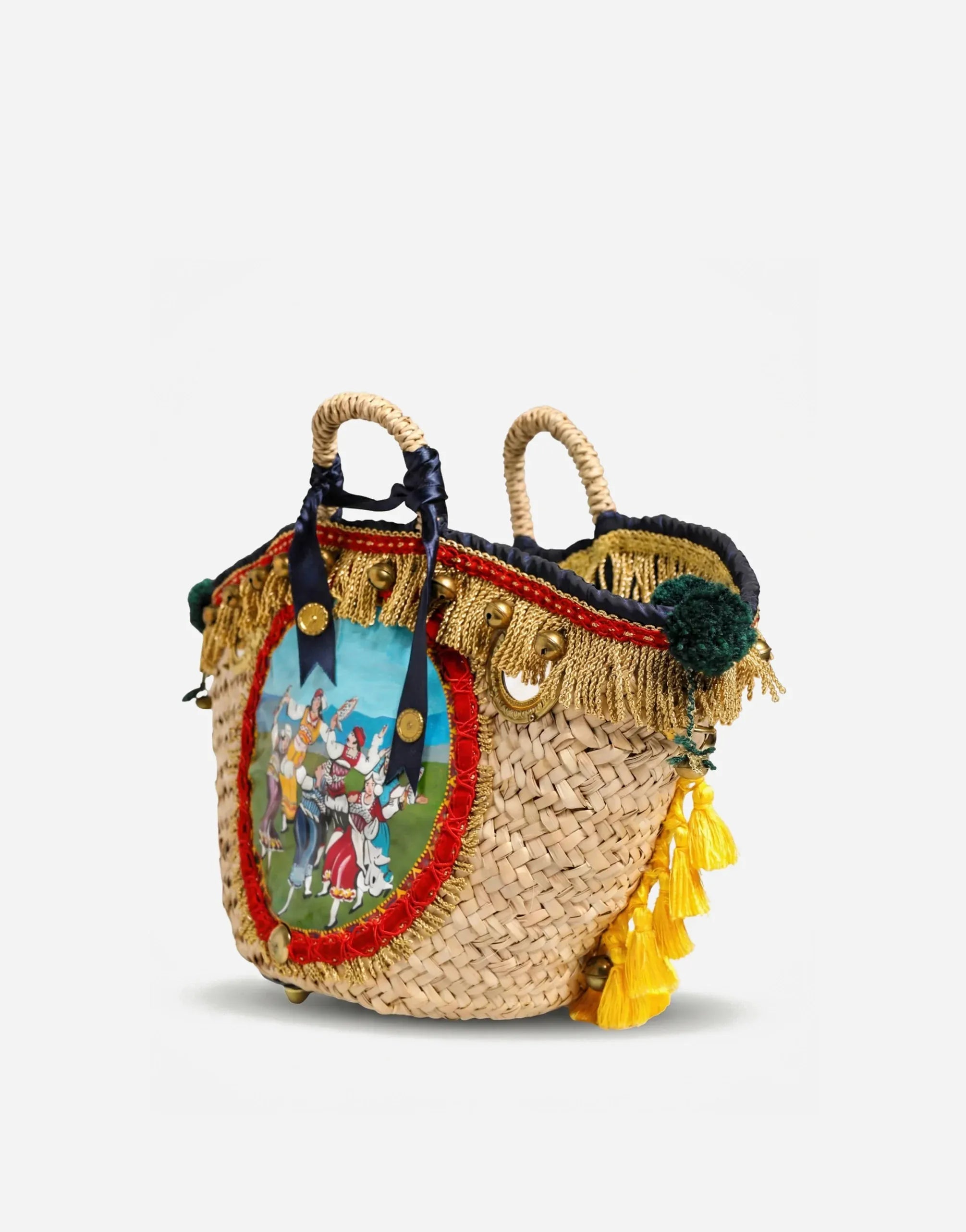 Dolce & Gabbana Sicilian Carretto Medallion Straw Basket Bag