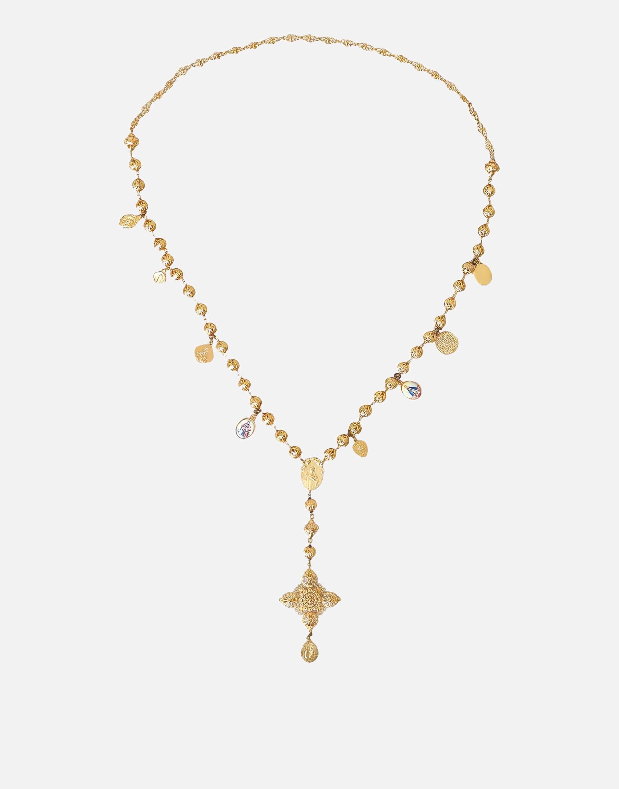 Dolce amp; Gabbana 18kt yellow gold gemstone cross pendant necklace