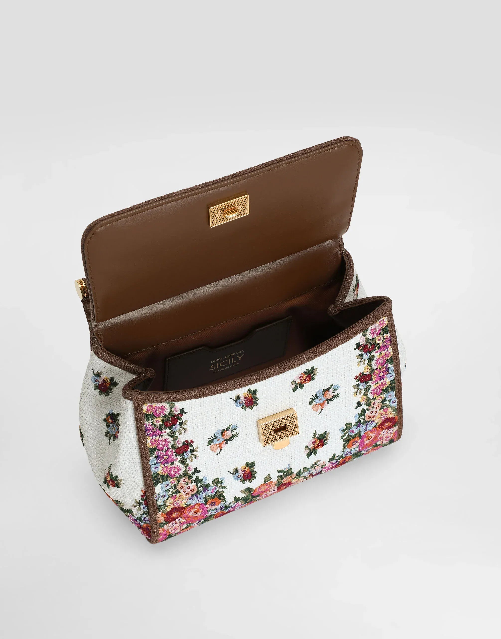 Dolce & Gabbana Sicily Medium Floral Embroidered Handbag