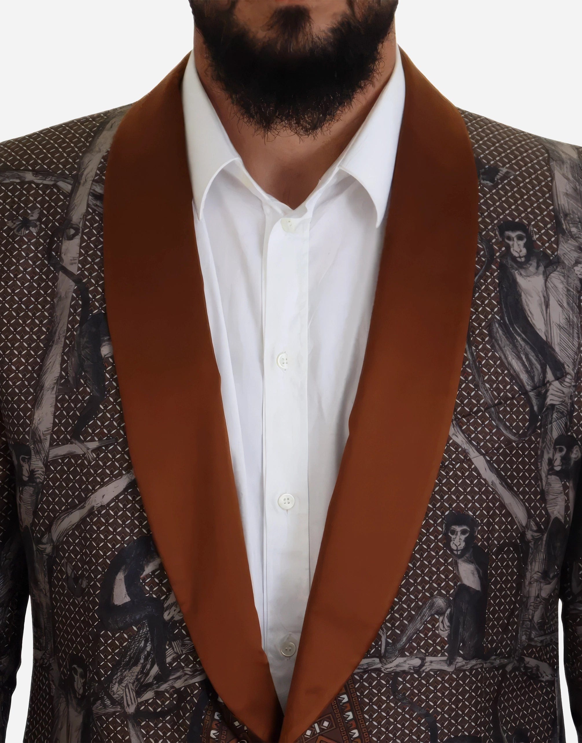 Dolce & Gabbana Silk Blazer With Monkey Print