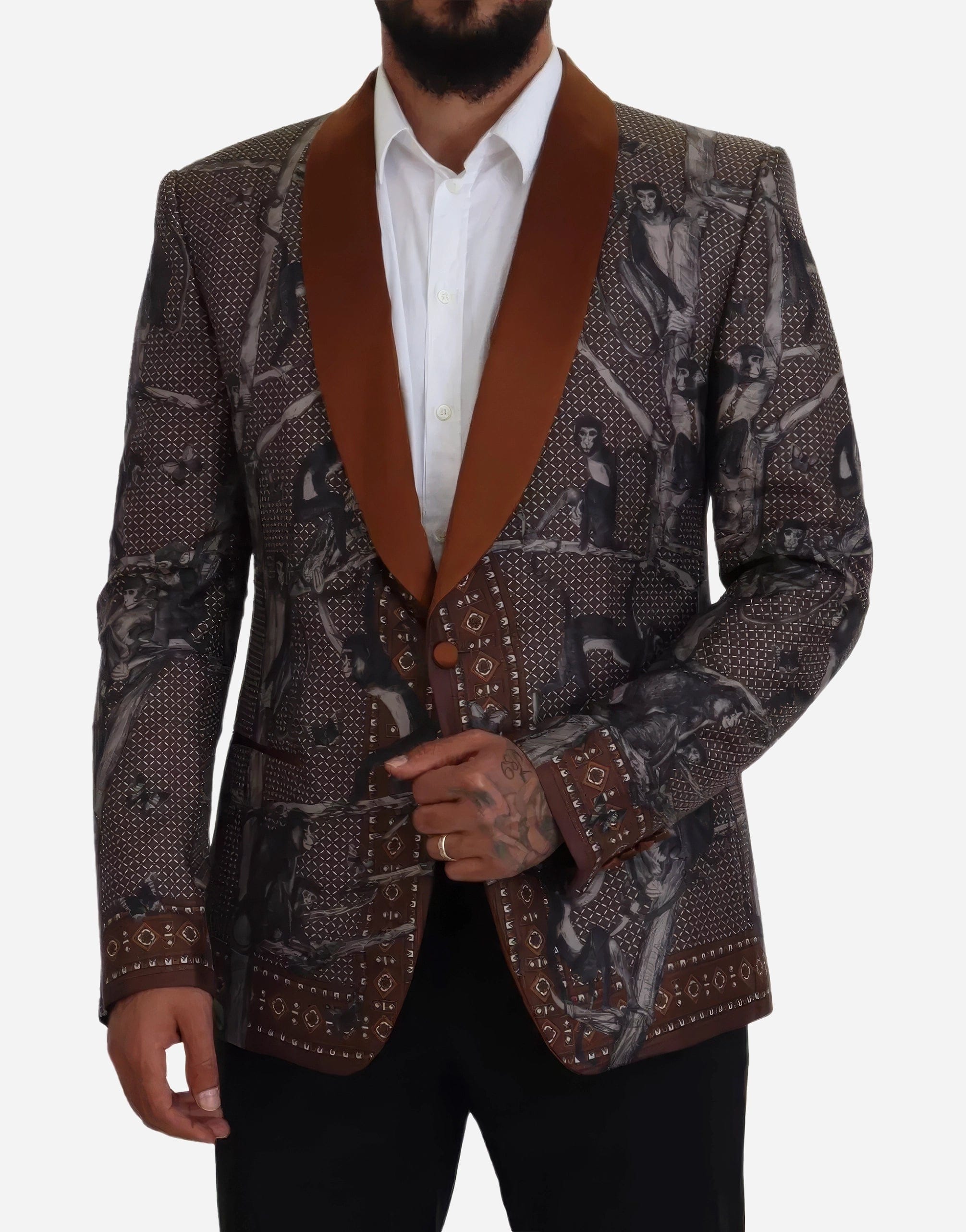 Dolce & Gabbana Silk Blazer With Monkey Print