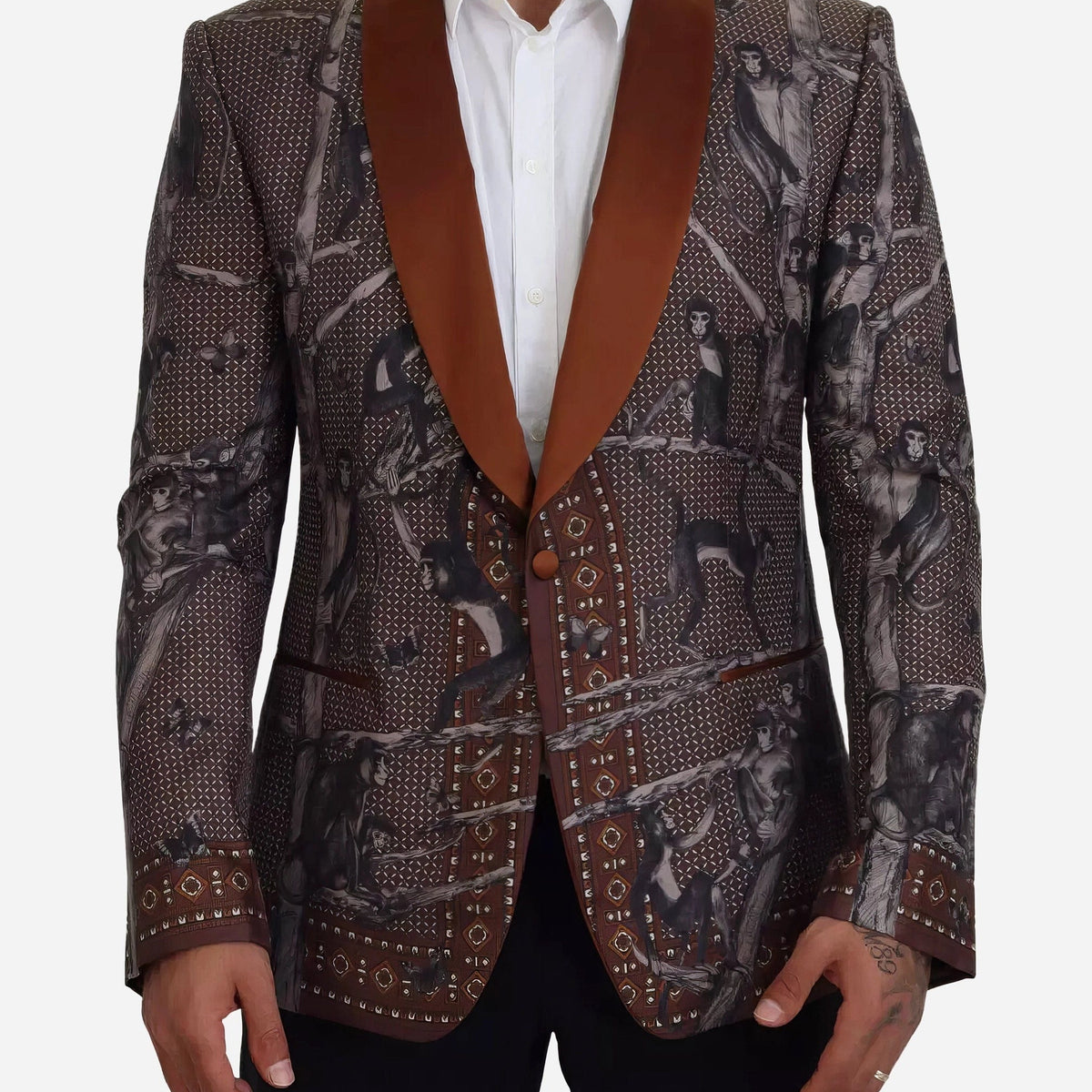 Dolce & Gabbana サルプリント付きシルクブレザー | Sendegaro US Dolce & Gabbana サルプリント付きシルクブレザー | Sendegaro US