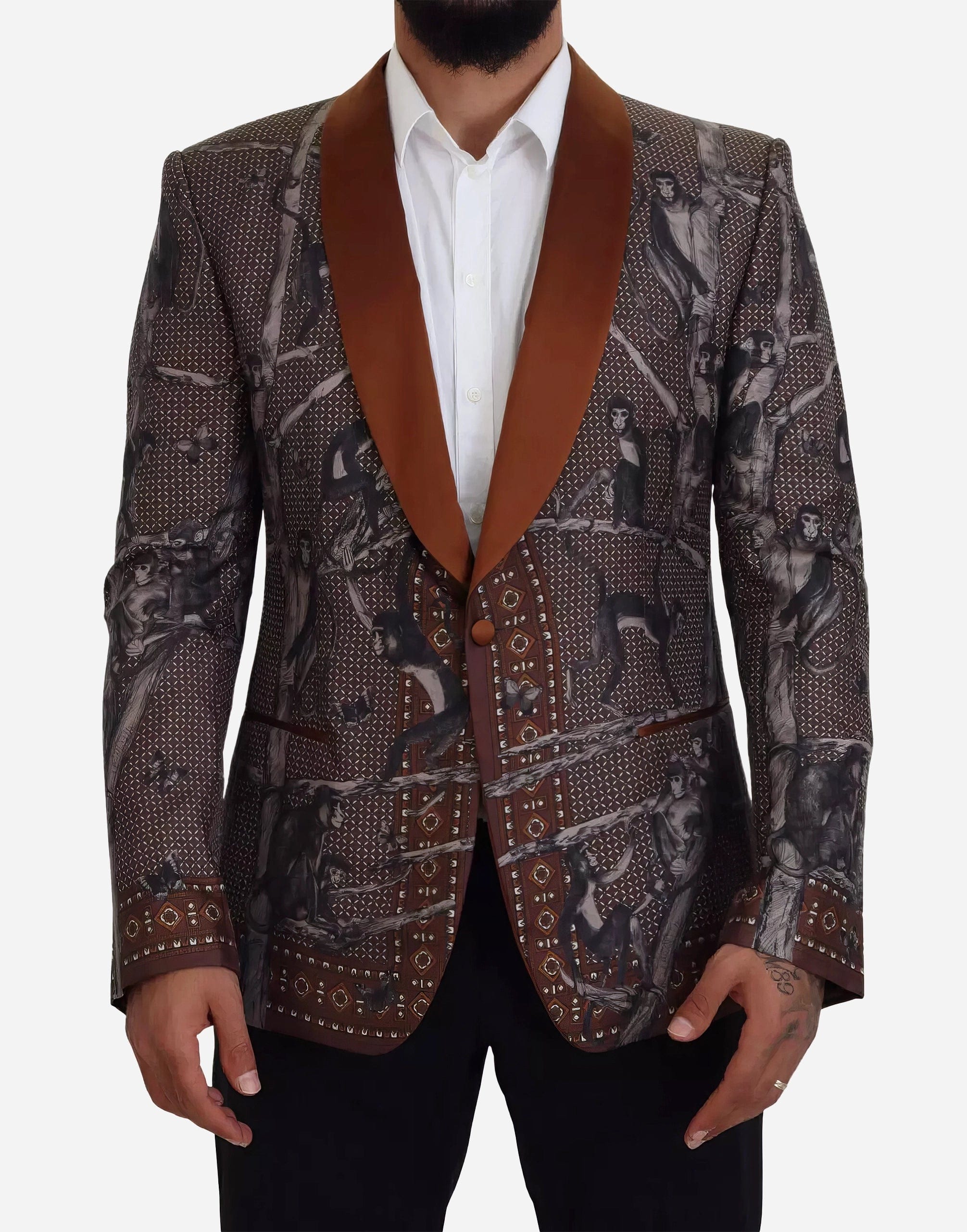 Dolce & Gabbana Silk Blazer With Monkey Print