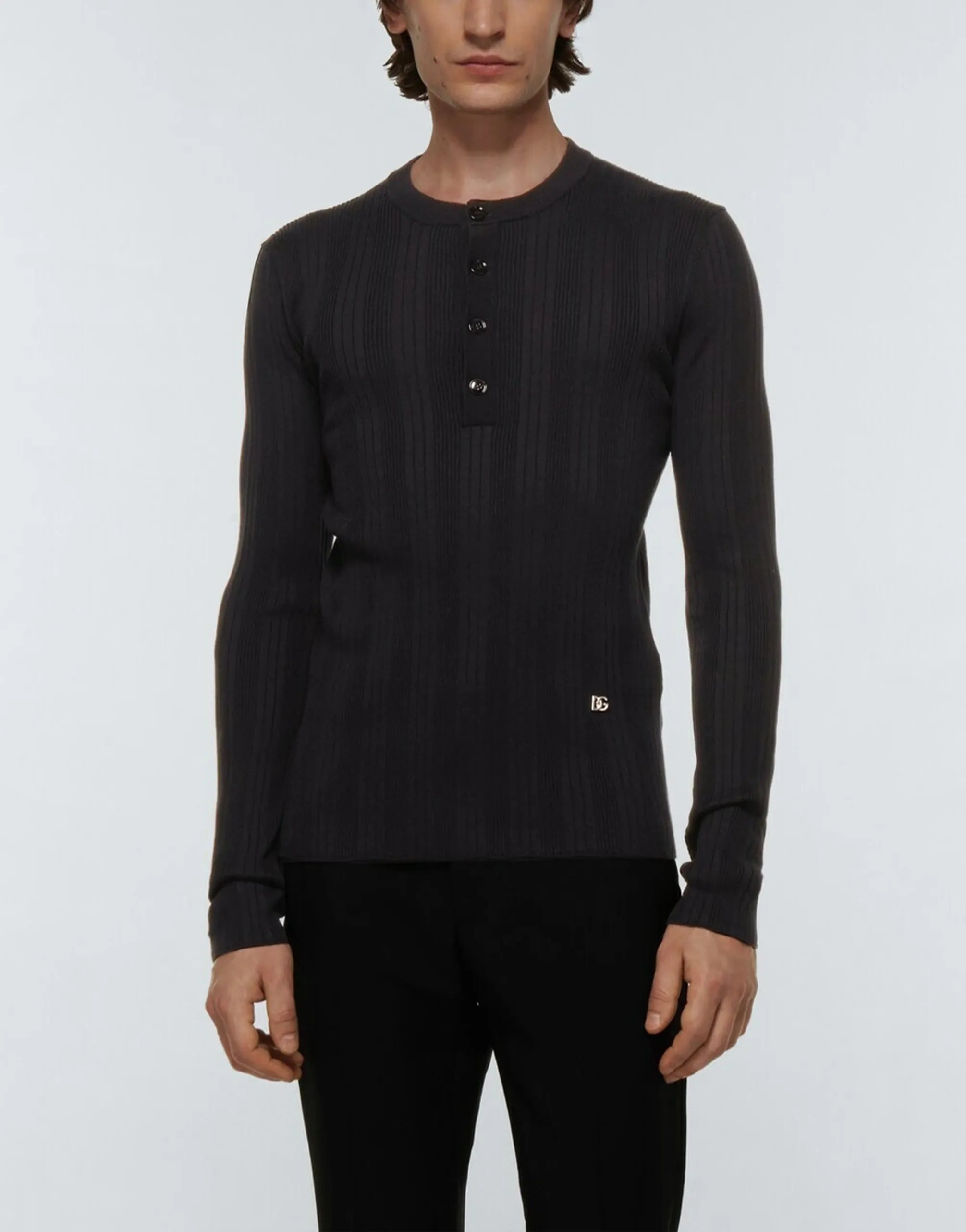 Dolce & Gabbana Dolce & Gabbana Silk Blend Henley Shirt