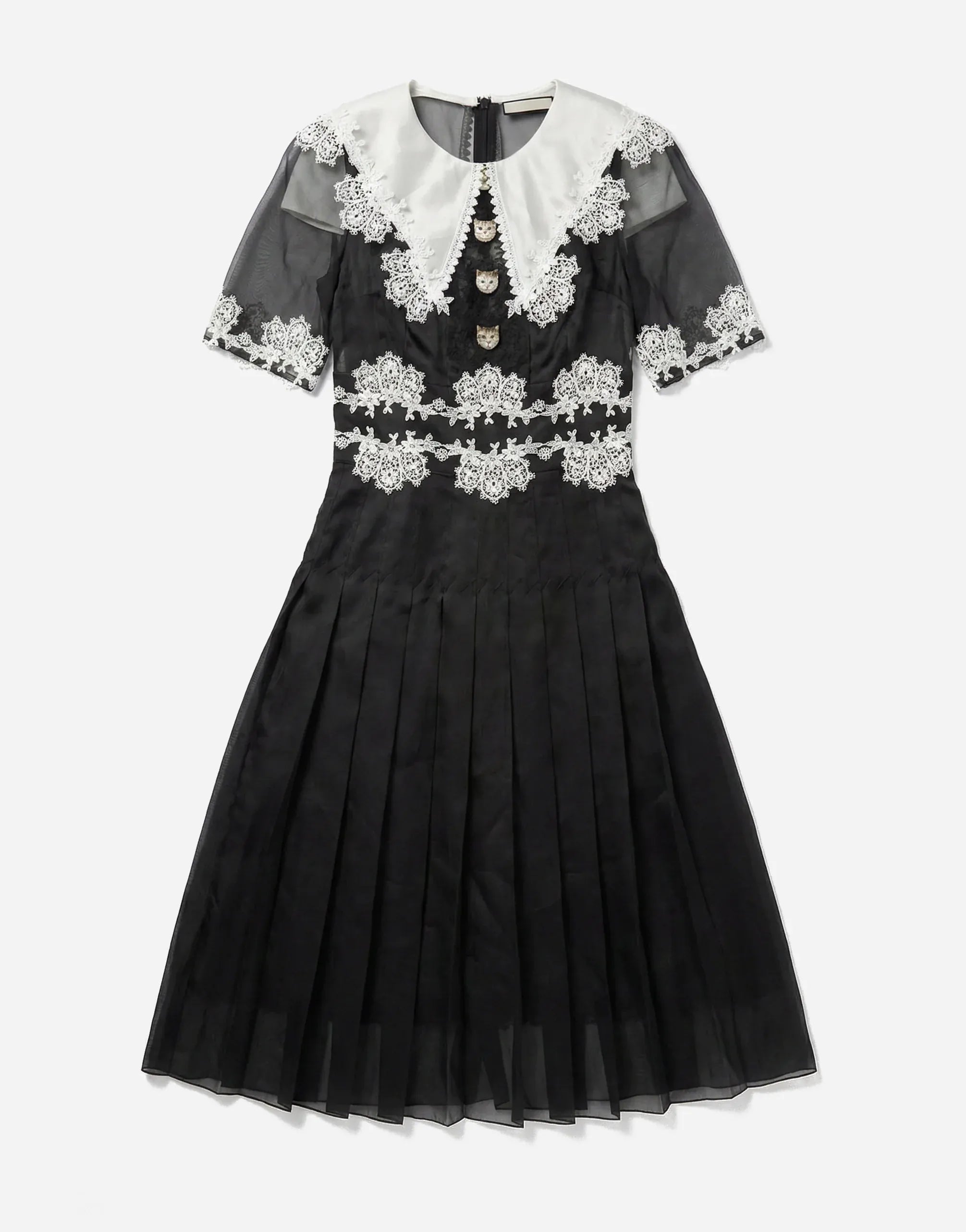 Dolce & Gabbana Silk-Blend Macramé Lace Pleated Midi Dress