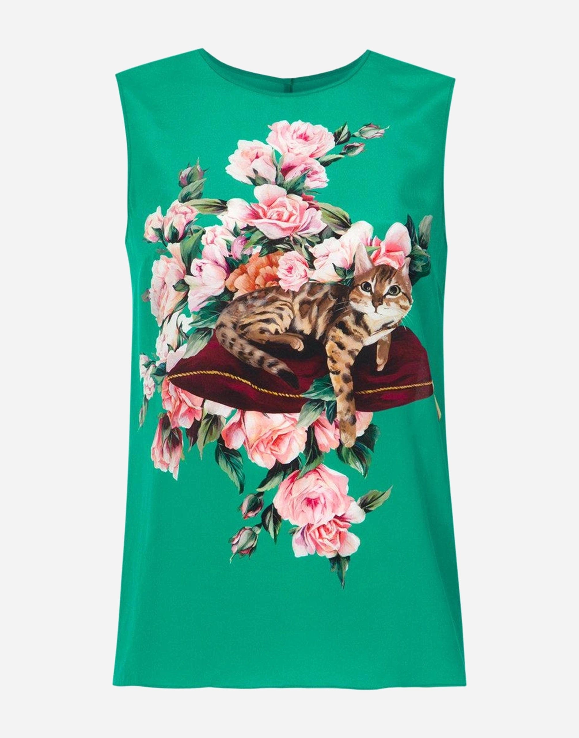 Dolce & Gabbana Silk Cat Print Top