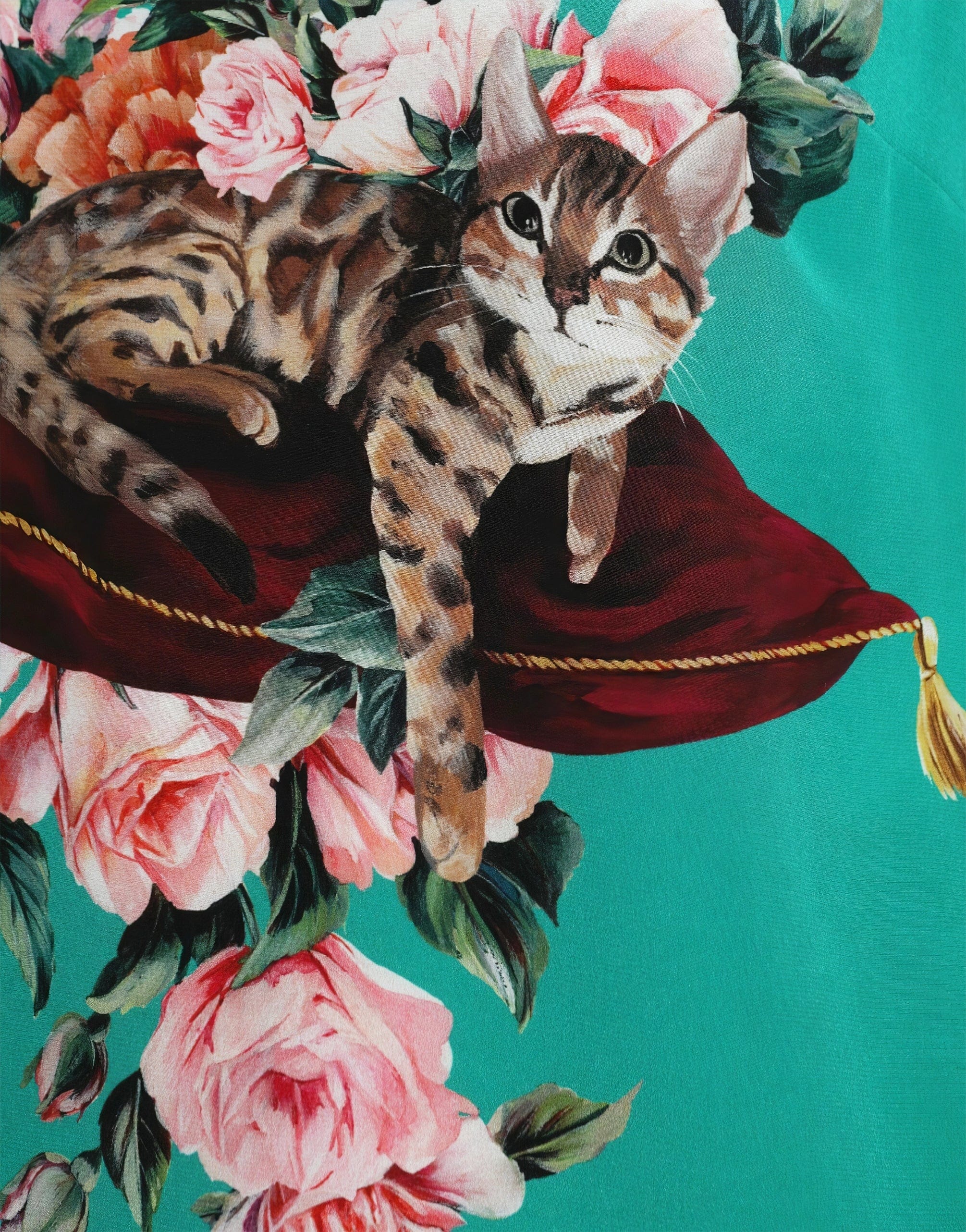 Dolce & Gabbana Silk Cat Print Top