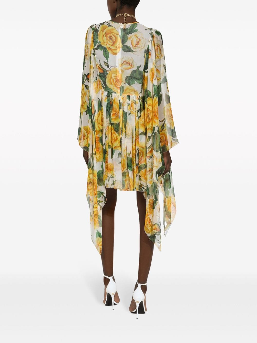 Dolce & Gabbana Silk Chiffon Rose-Print Dress