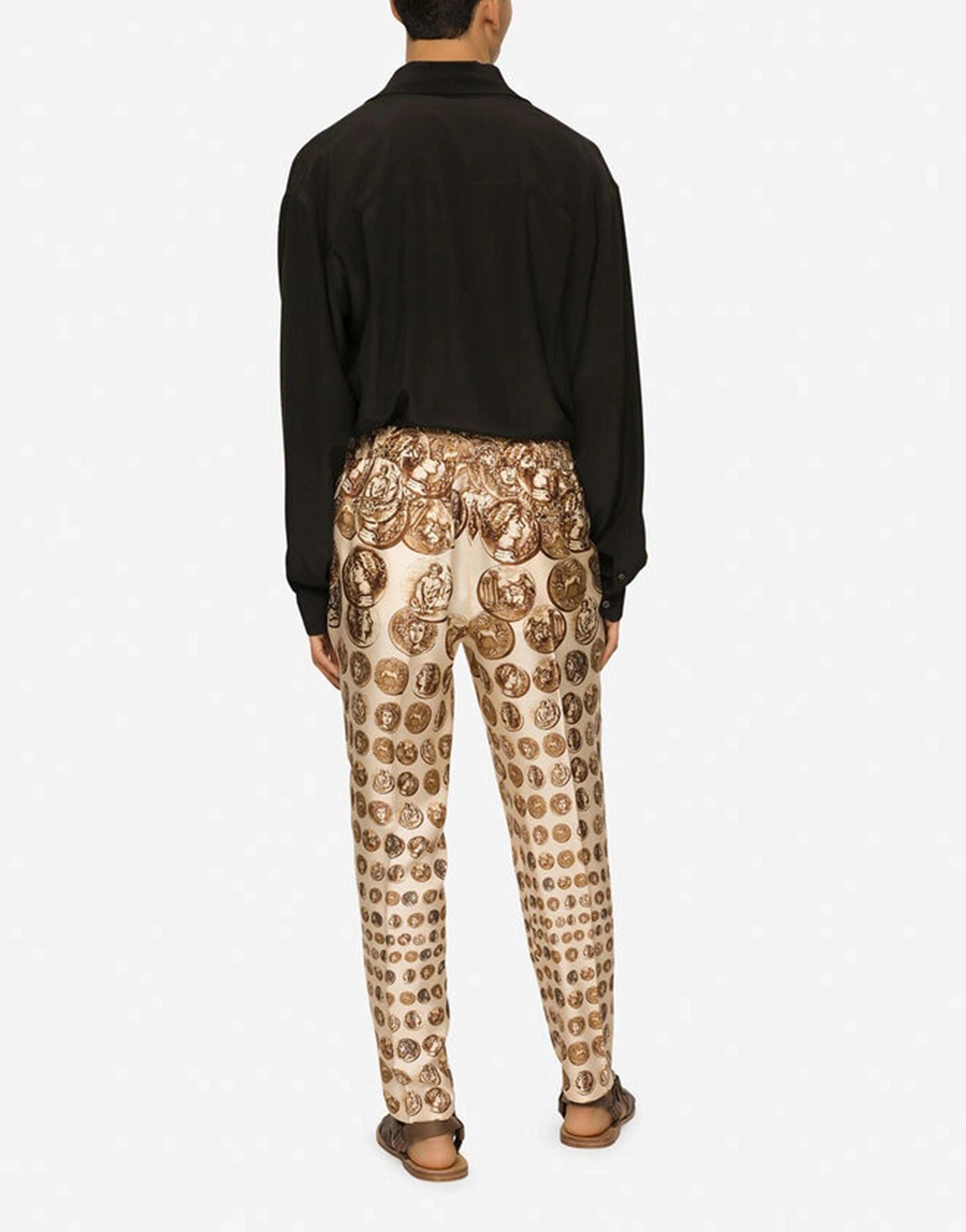 Dolce & Gabbana Silk Coin-Print Track Pants