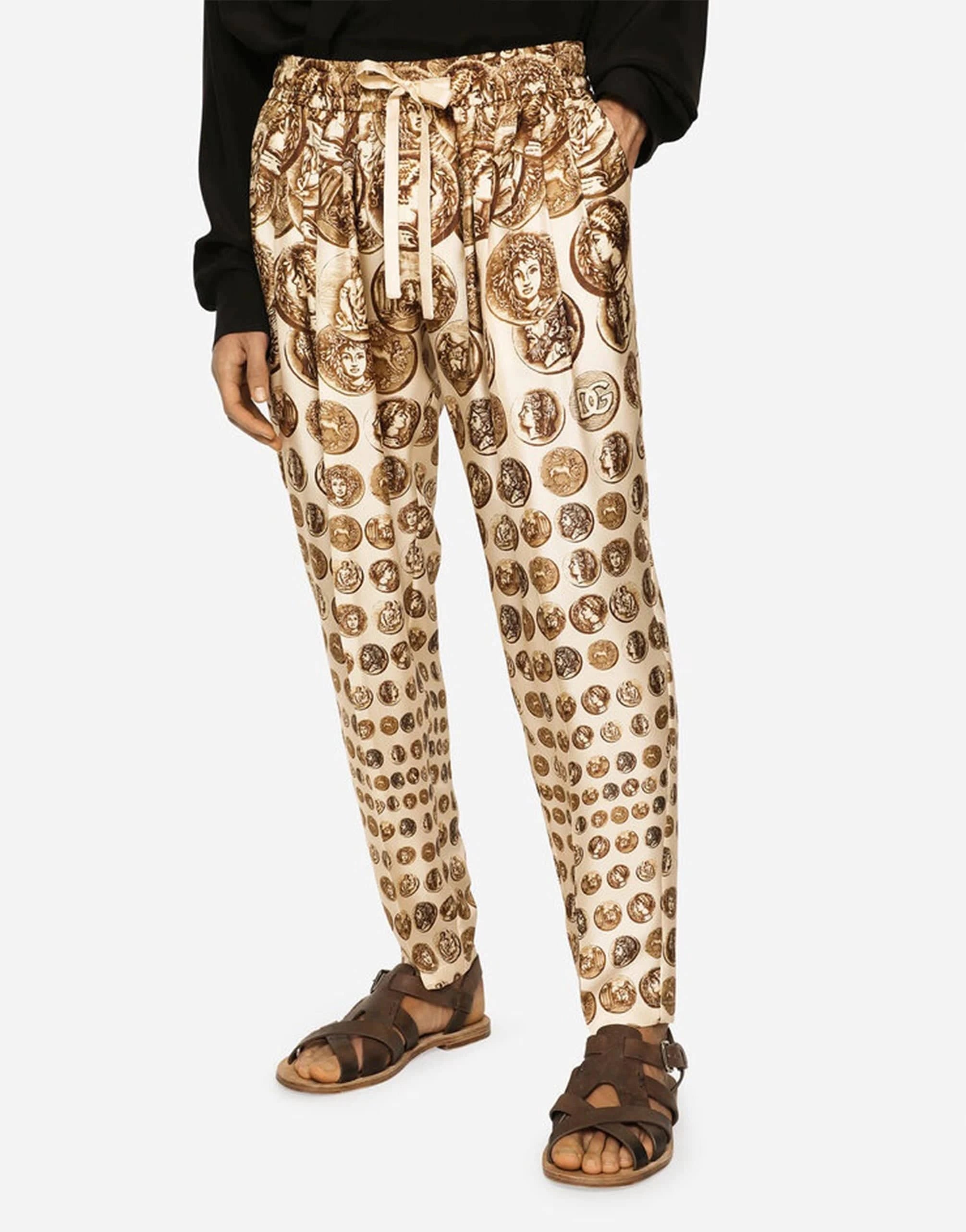 Dolce Gabbana Pantalones de chándal con estampado de monedas de