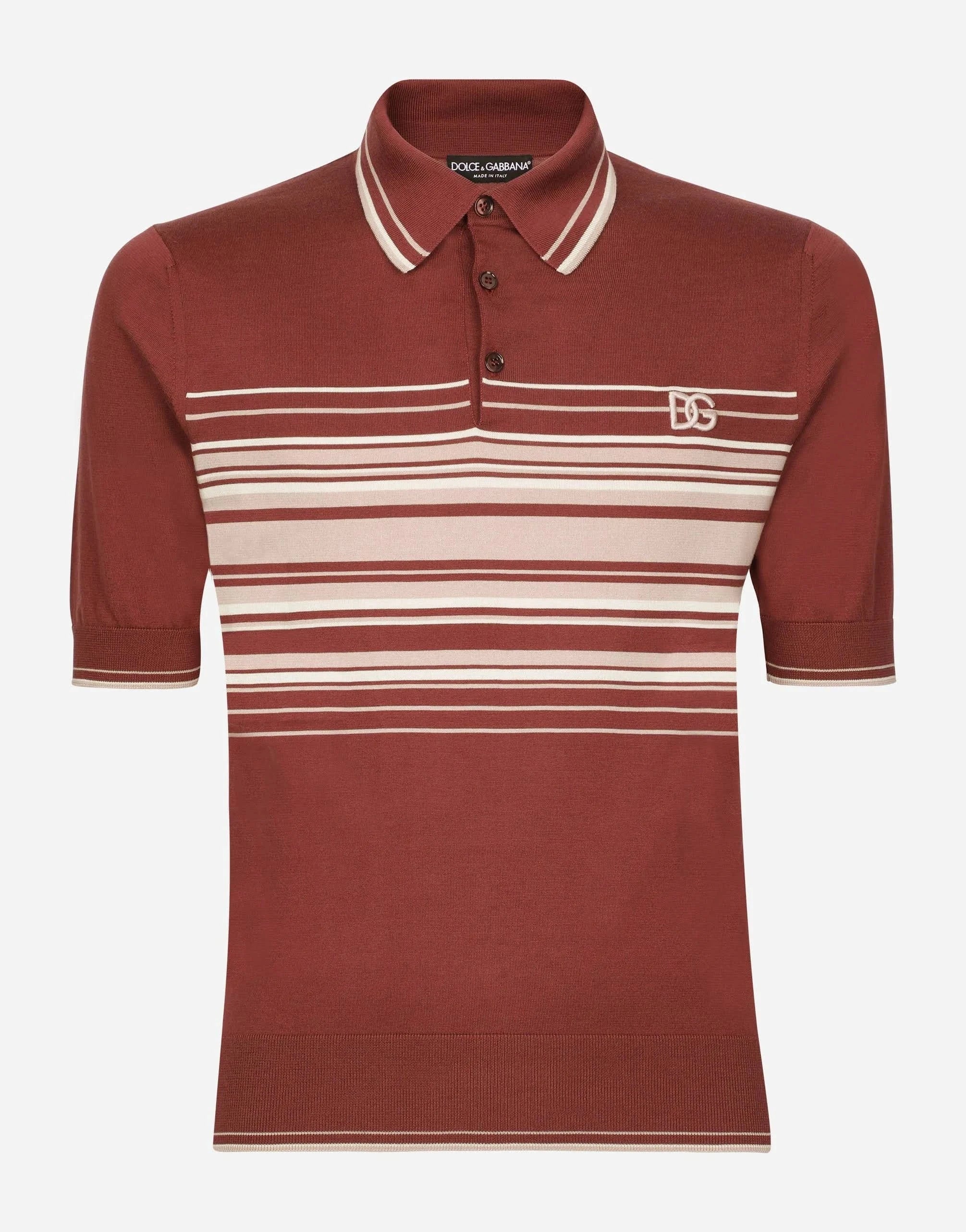 Dolce & Gabbana Silk-Cotton Blend DG Embroidery Polo Shirt