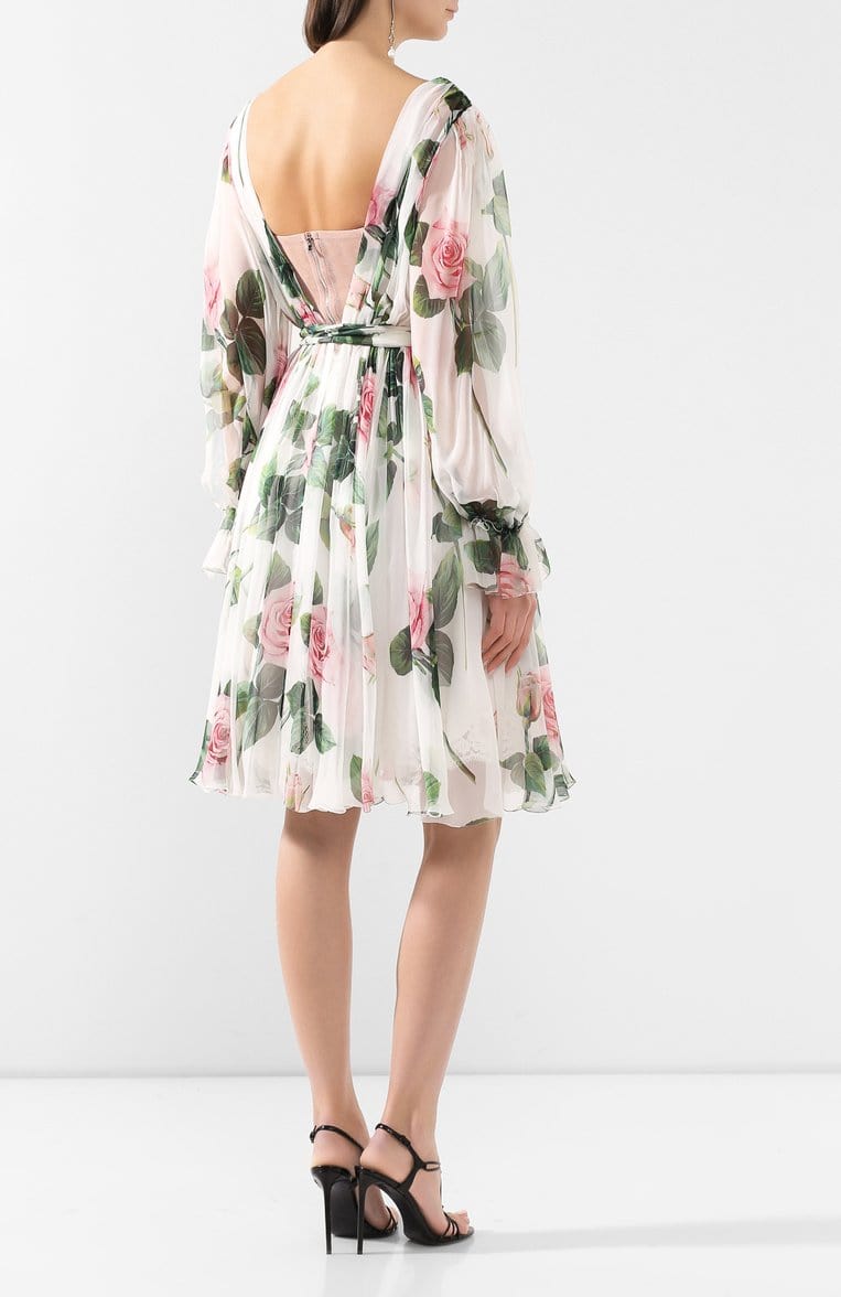 Dolce & Gabbana Silk Floral Print A-line Dress