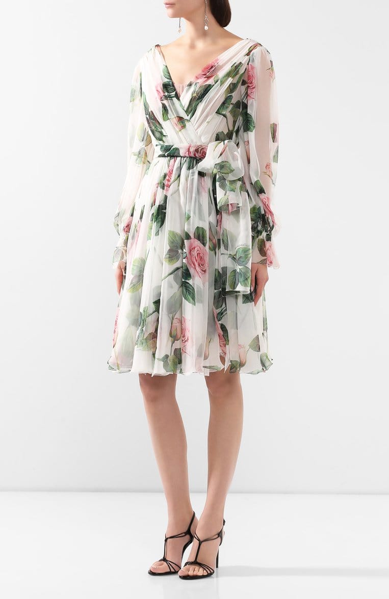 Dolce & Gabbana Silk Floral Print A-line Dress