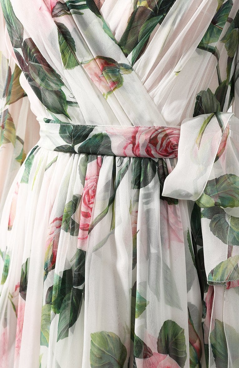 Dolce & Gabbana Women's Silk Floral Print A-Line Dress White 3XL Dolce & Gabbana Women's Silk Floral Print A-Line Dress White 3XL