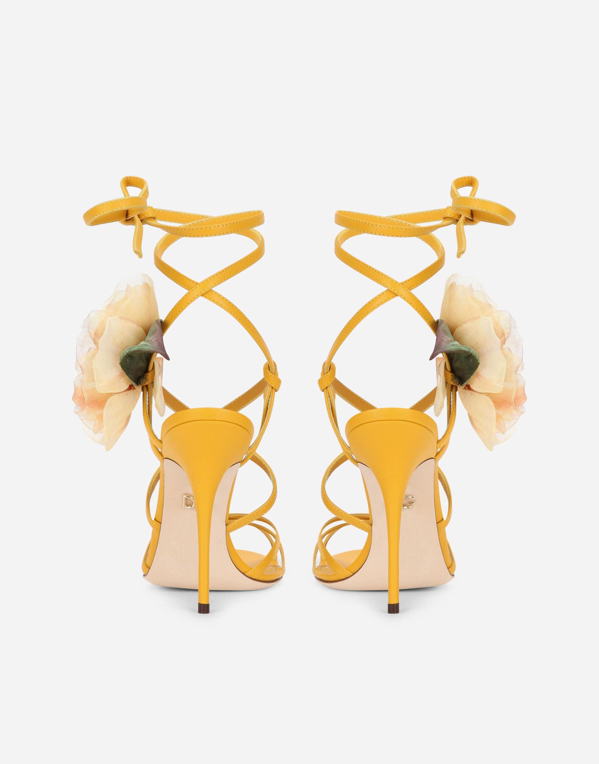 Dolce & Gabbana Silk Flower Nappa Leather Sandals