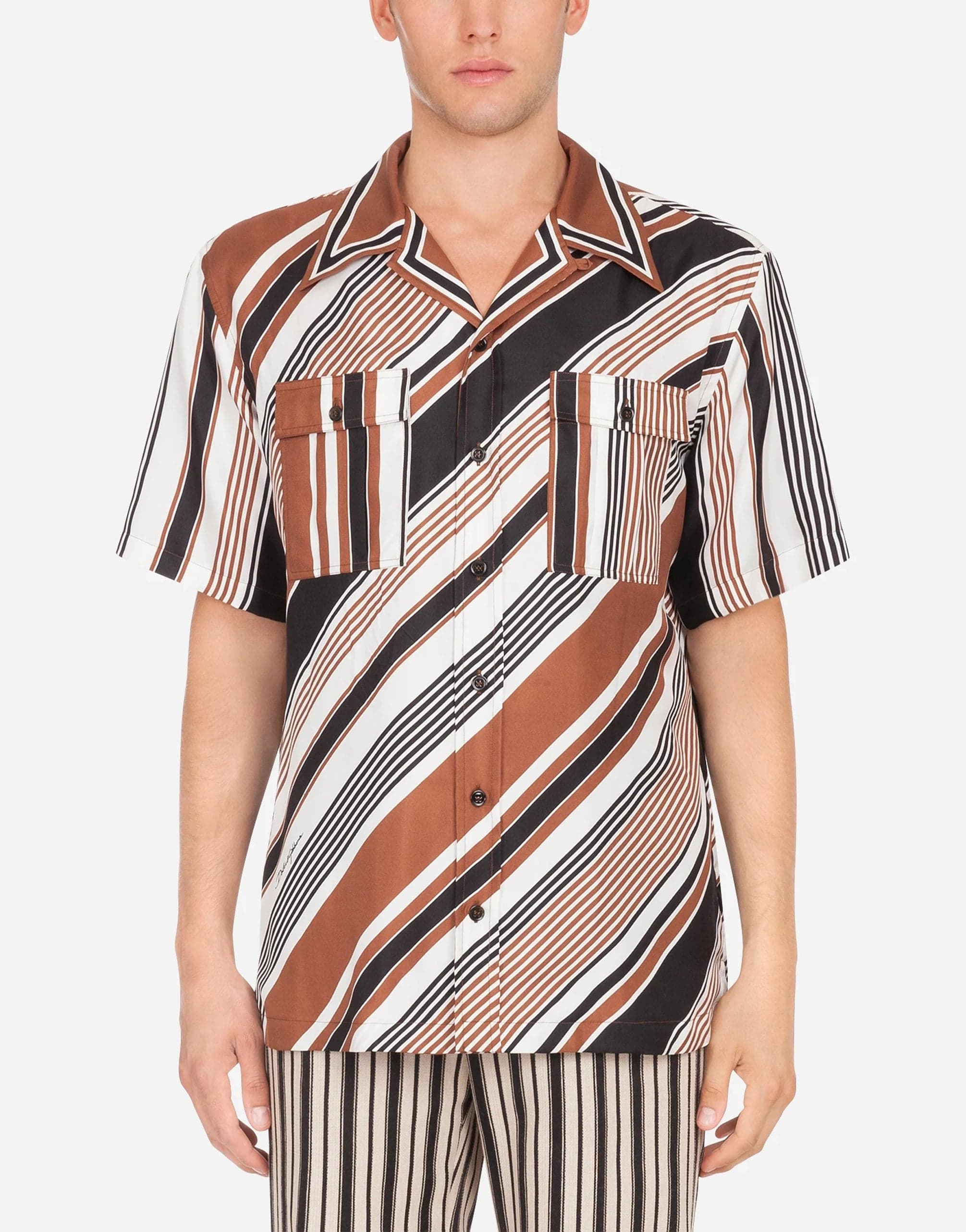 Silk Hawaii Shirt With Striped Print