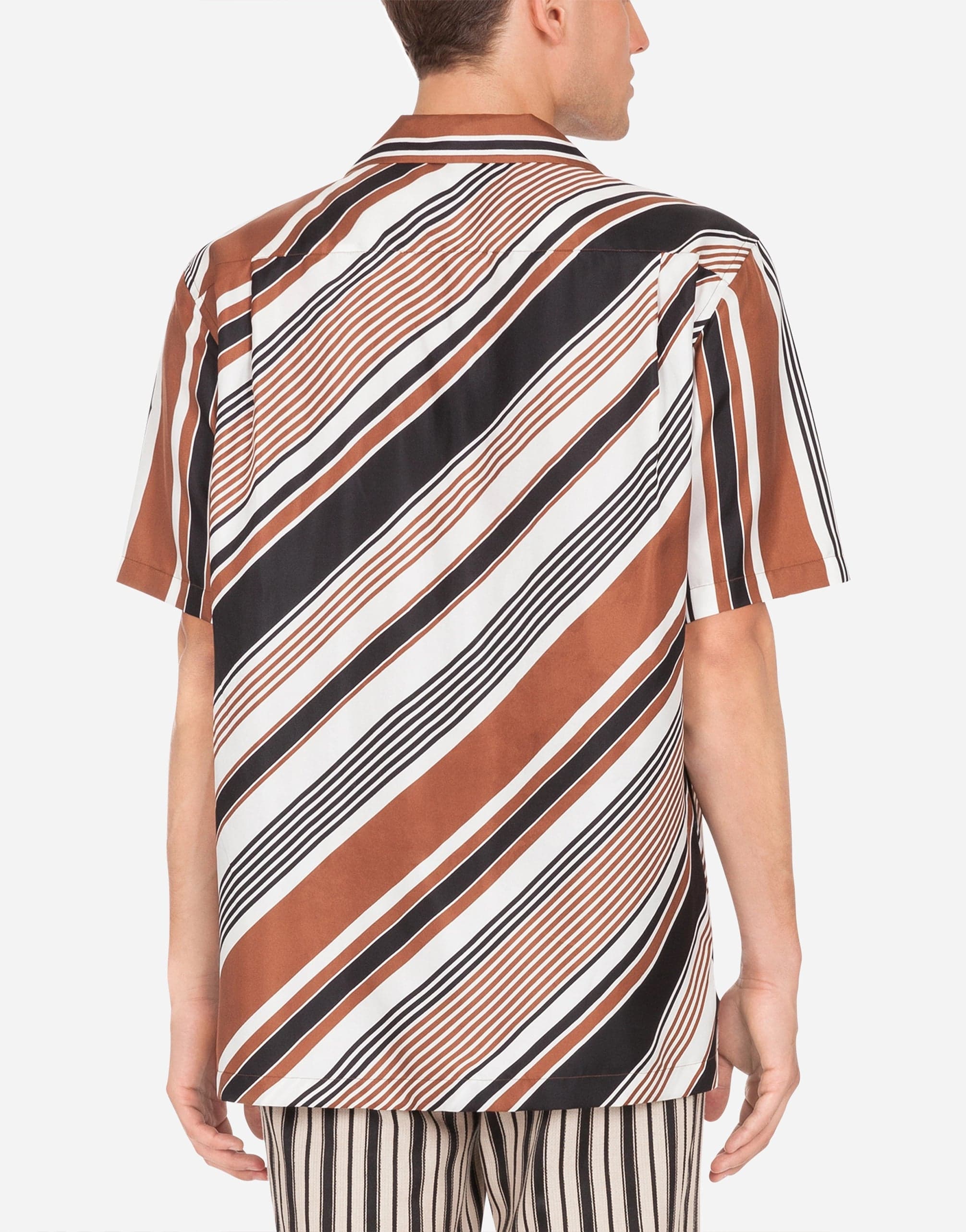 Camicia di seta Hawaii con stampa a strisce